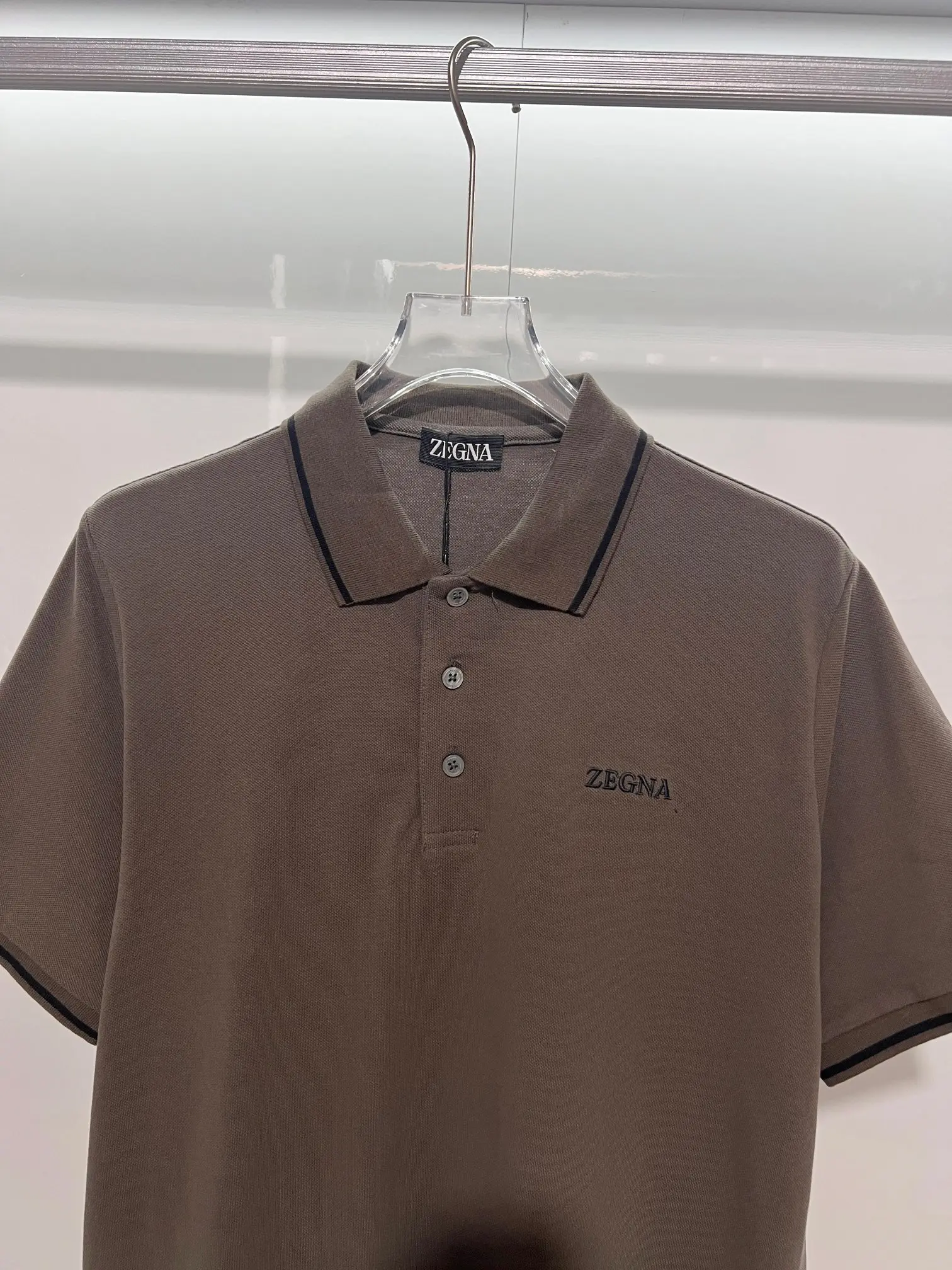 Zegna Logo-Embroidered Cotton-Piqué Polo Shirt D15013061 — view 3