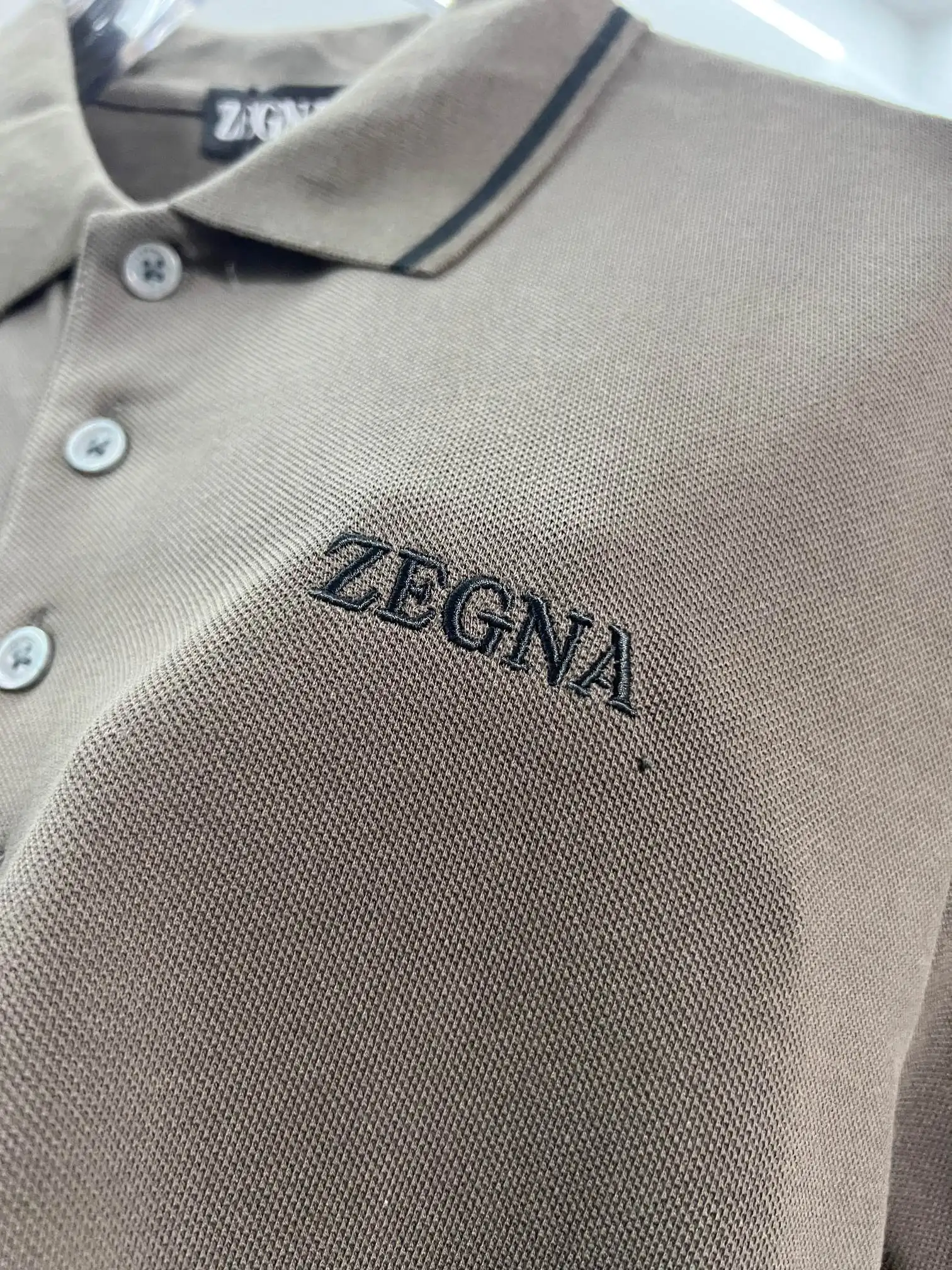 Zegna Logo-Embroidered Cotton-Piqué Polo Shirt D15013061 — view 5