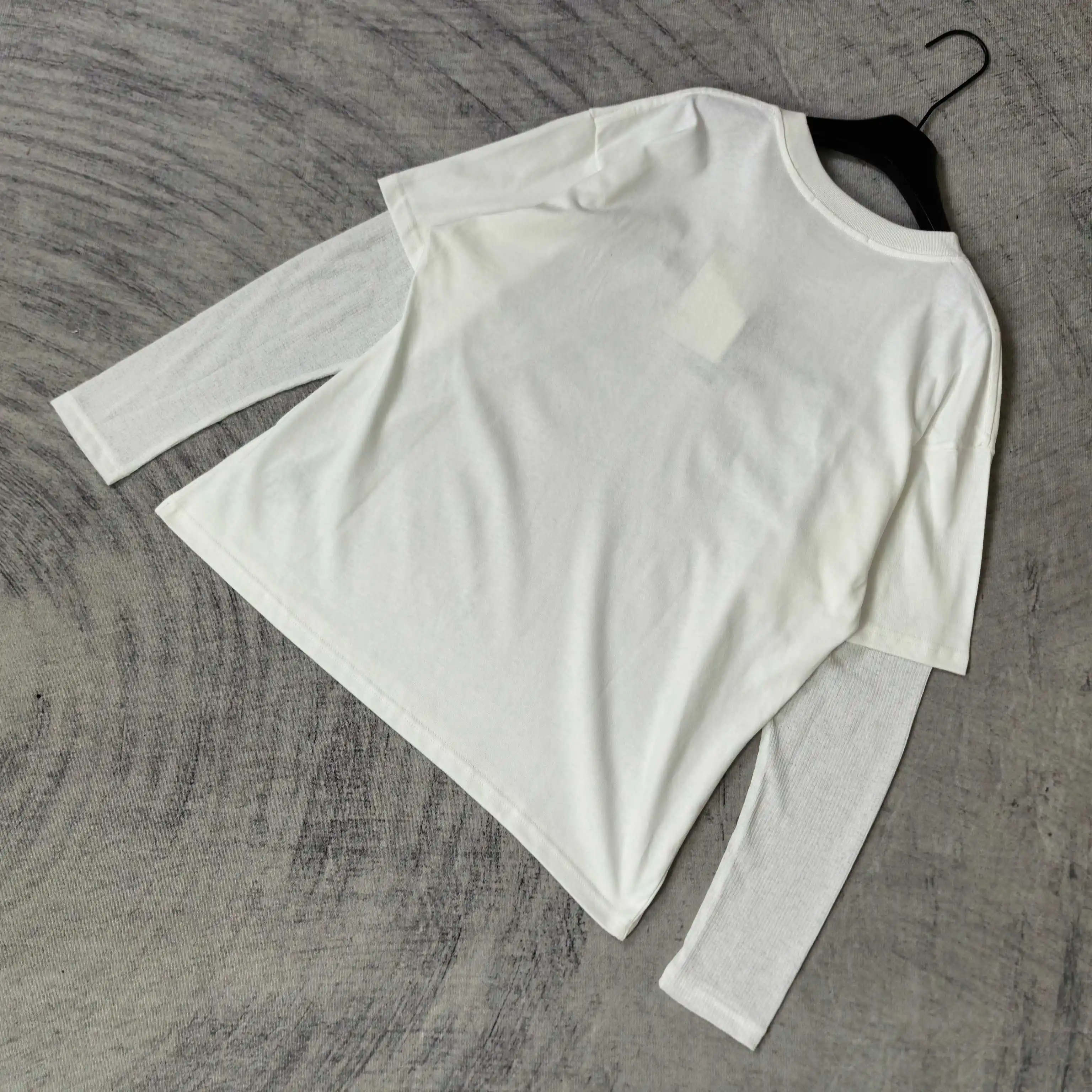 Layered Mesh Long-Sleeve Embroidered T-Shirt D15523257 — view 5