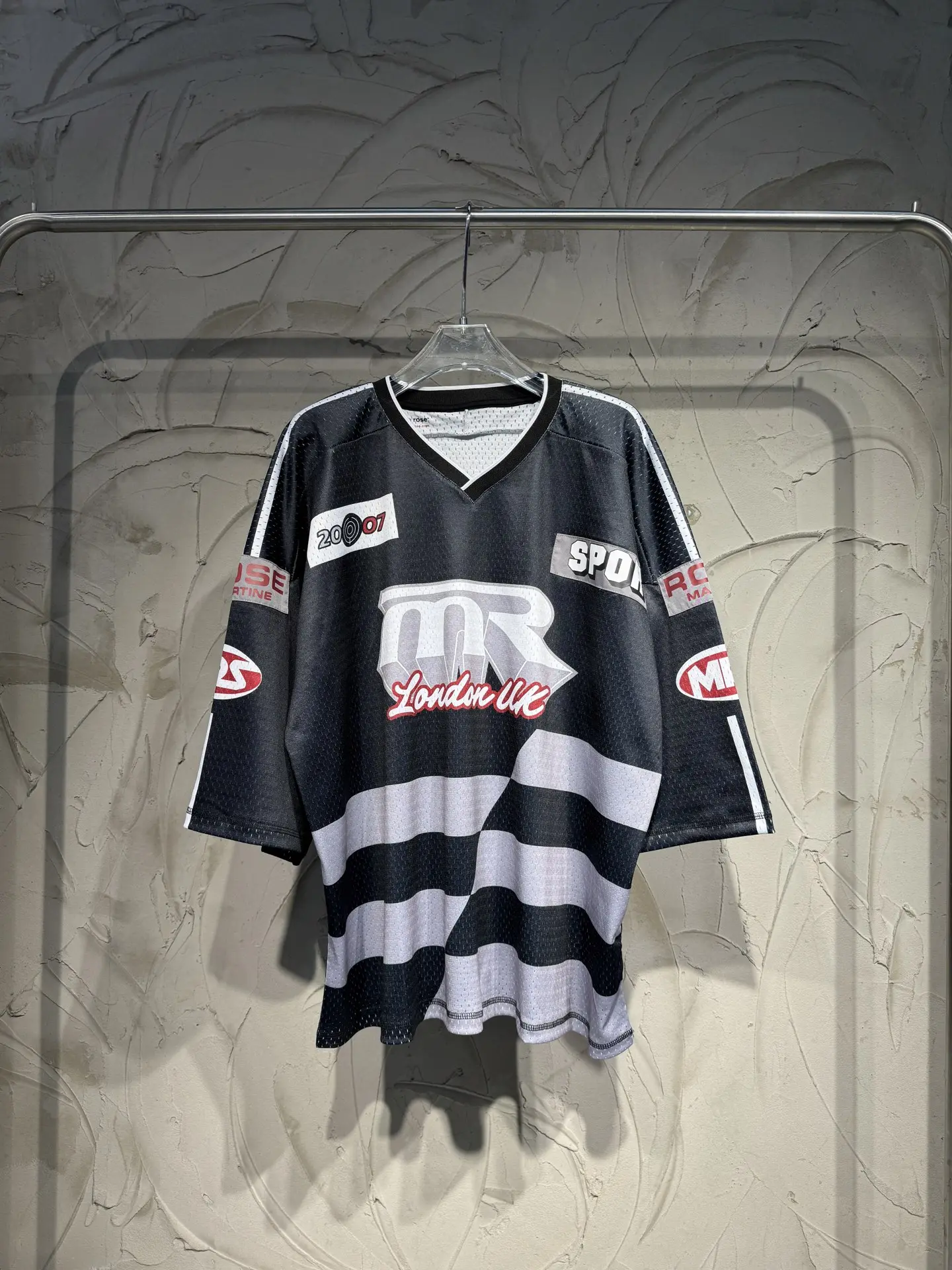 Oversized Graphic Mesh Football Jersey D15523037