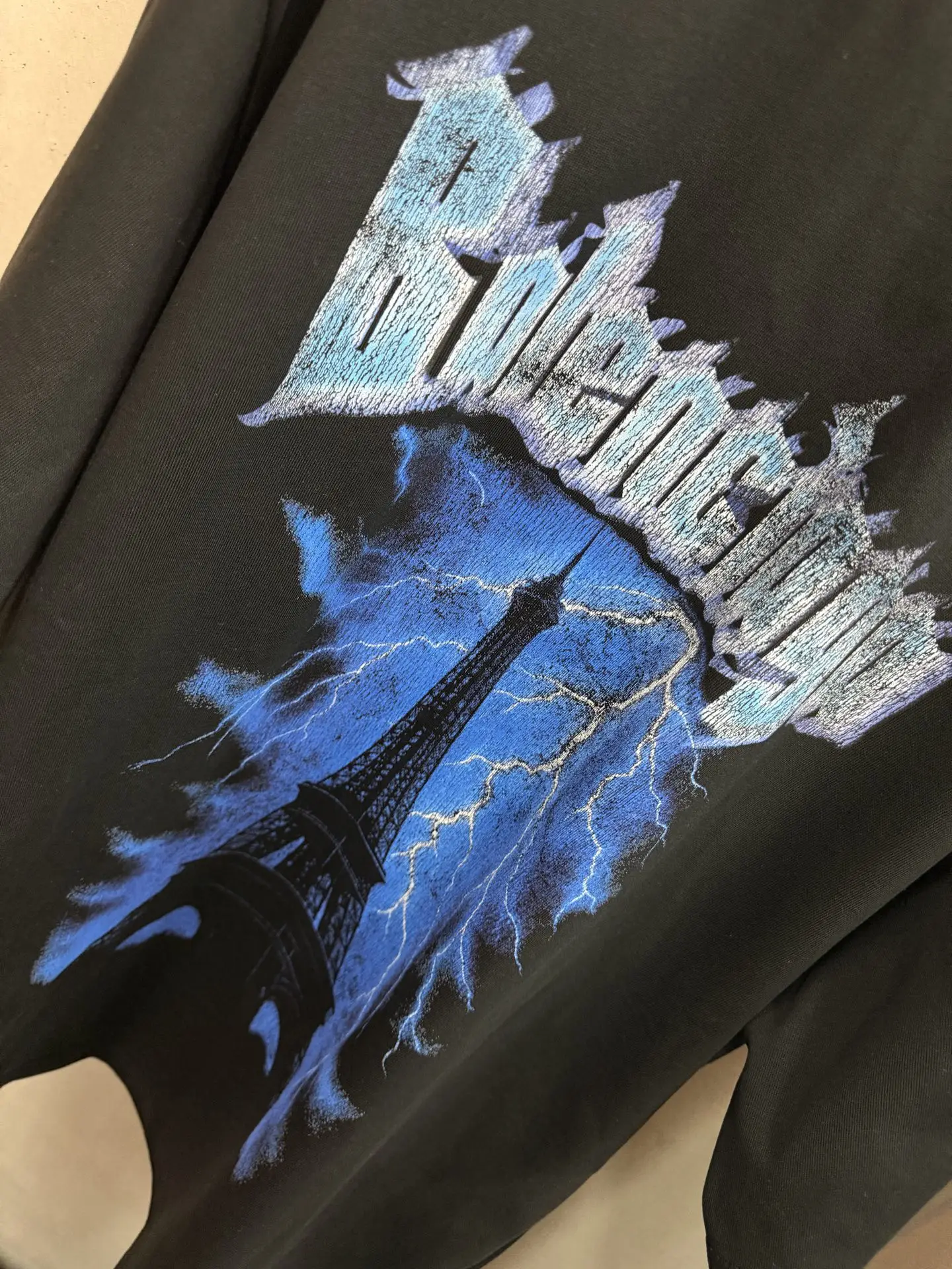 Eiffel Tower Lightning Graphic Oversized T-Shirt D15518758 — view 6