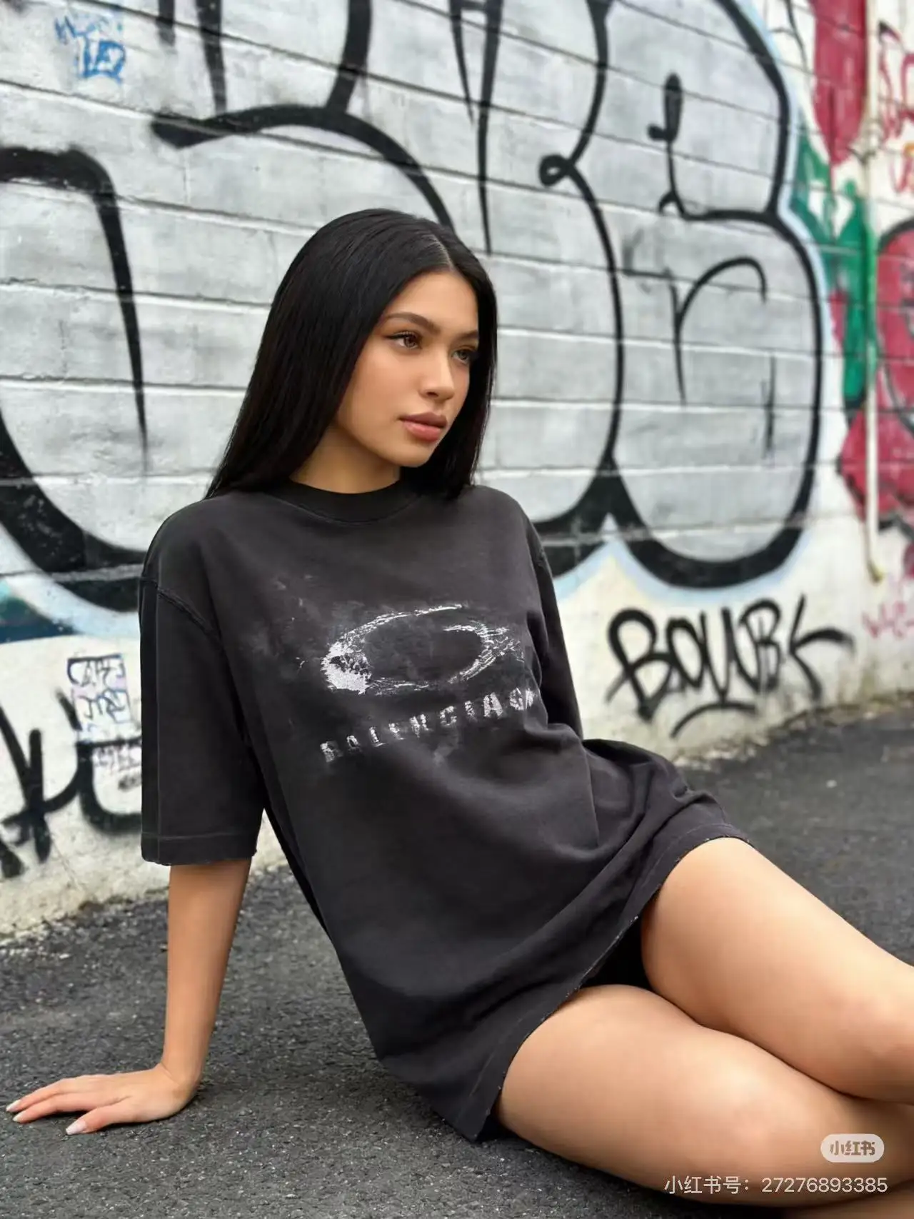 Washed Graphic Print Oversized T-Shirt D16018741 — view 5