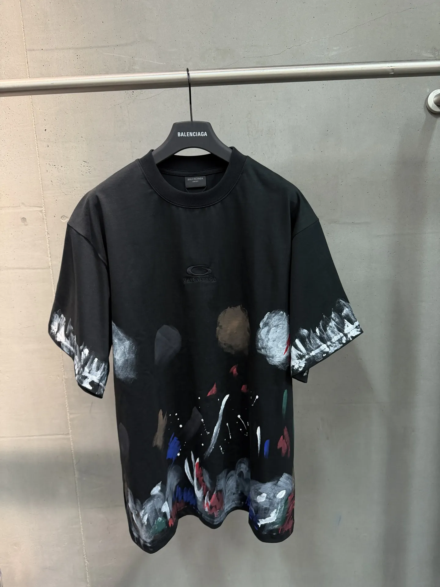 Hand-Painted Splatter Embroidery T-Shirt D16018761