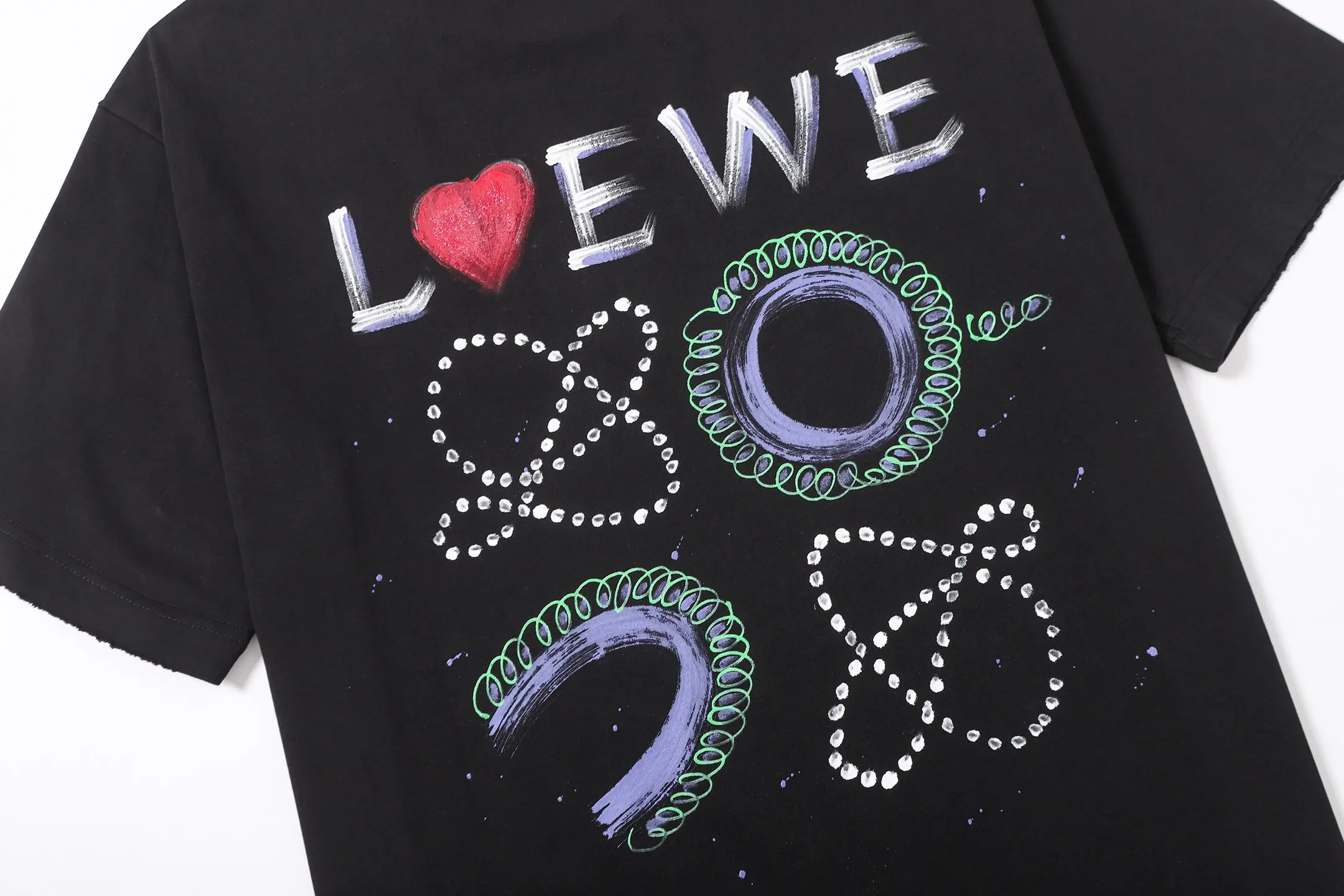 Hand-Painted Anagram Logo Cotton T-Shirt D16512893 — view 8