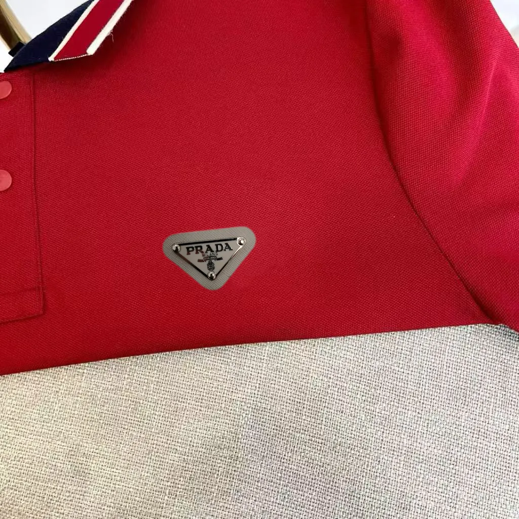 Logo-Badge Tipped Cotton-Blend Polo Shirt D17014044 — view 3