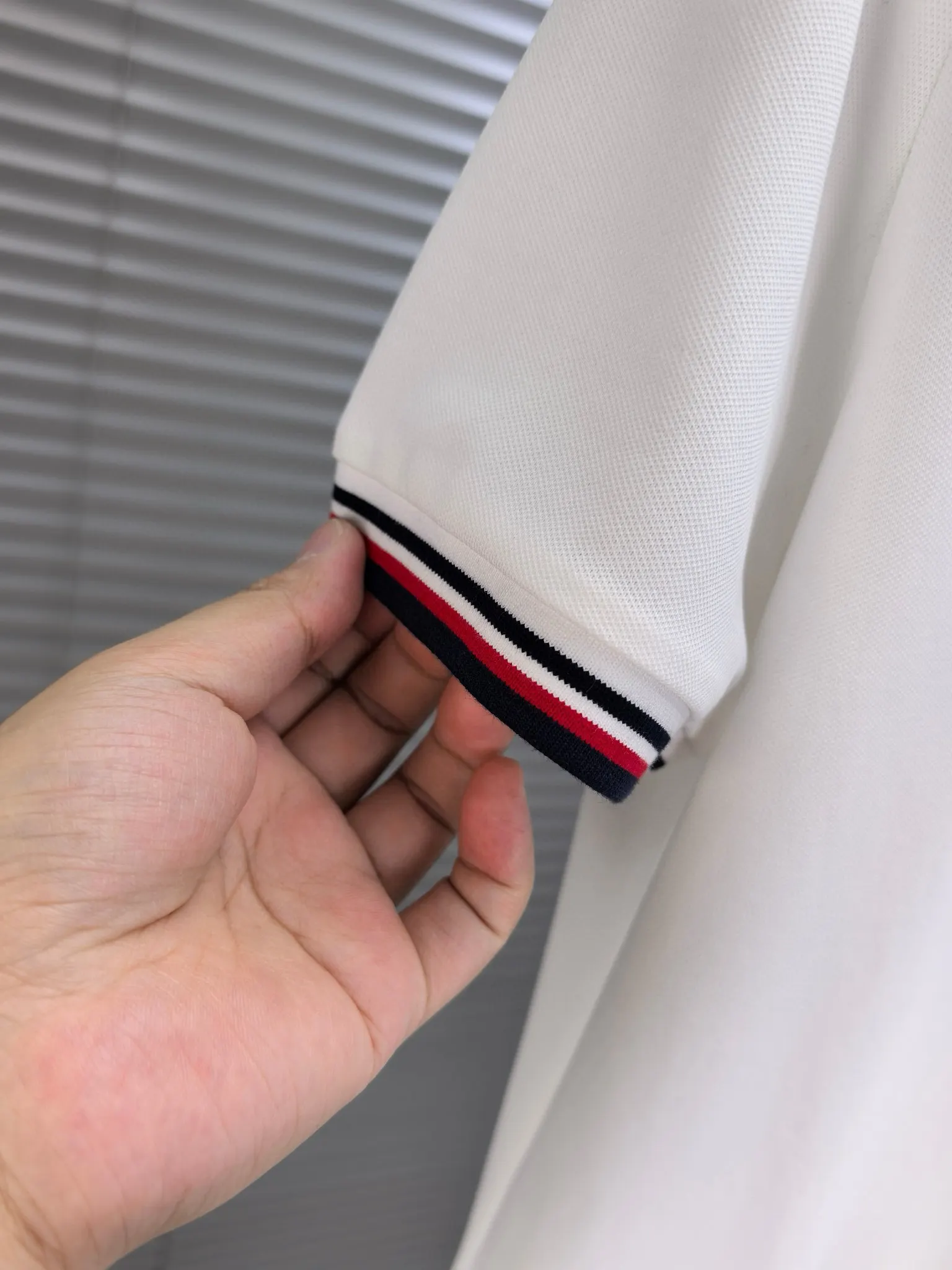Moncler Tipped Cotton-Blend Polo Shirt D17014063 — view 6