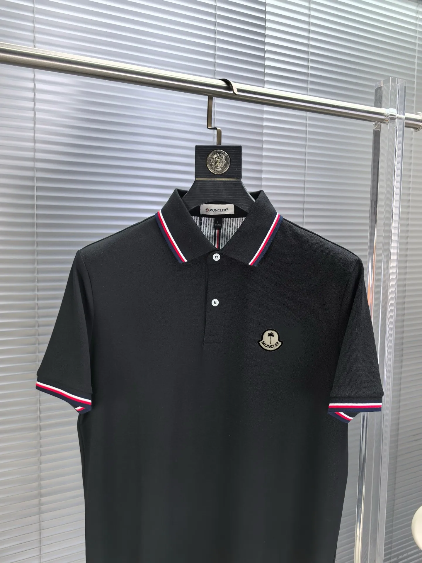 Moncler Tipped Cotton-Blend Polo Shirt D17014067 — view 3