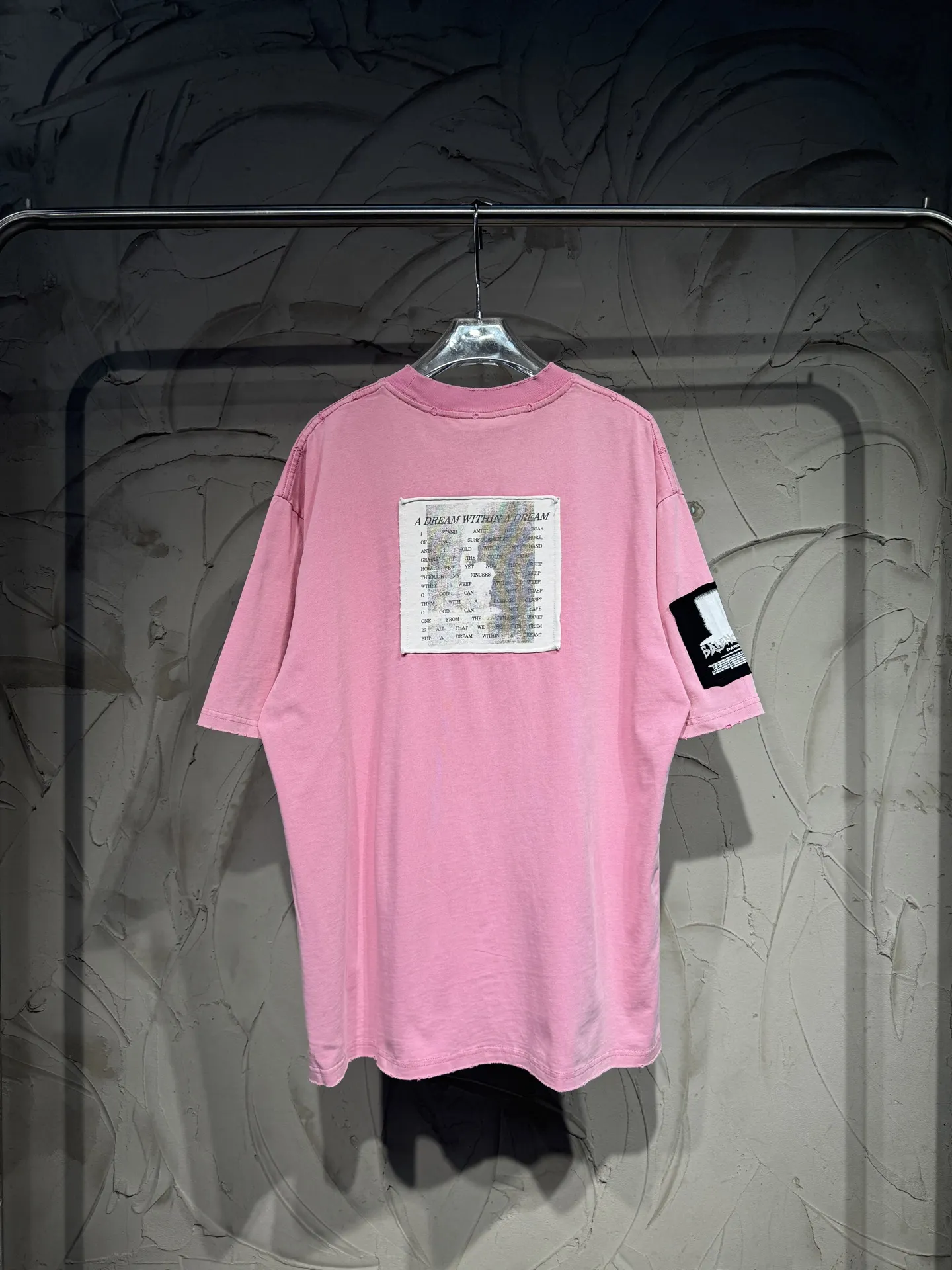 Distressed Rose Patch Oversized T-Shirt D17523028 — view 2