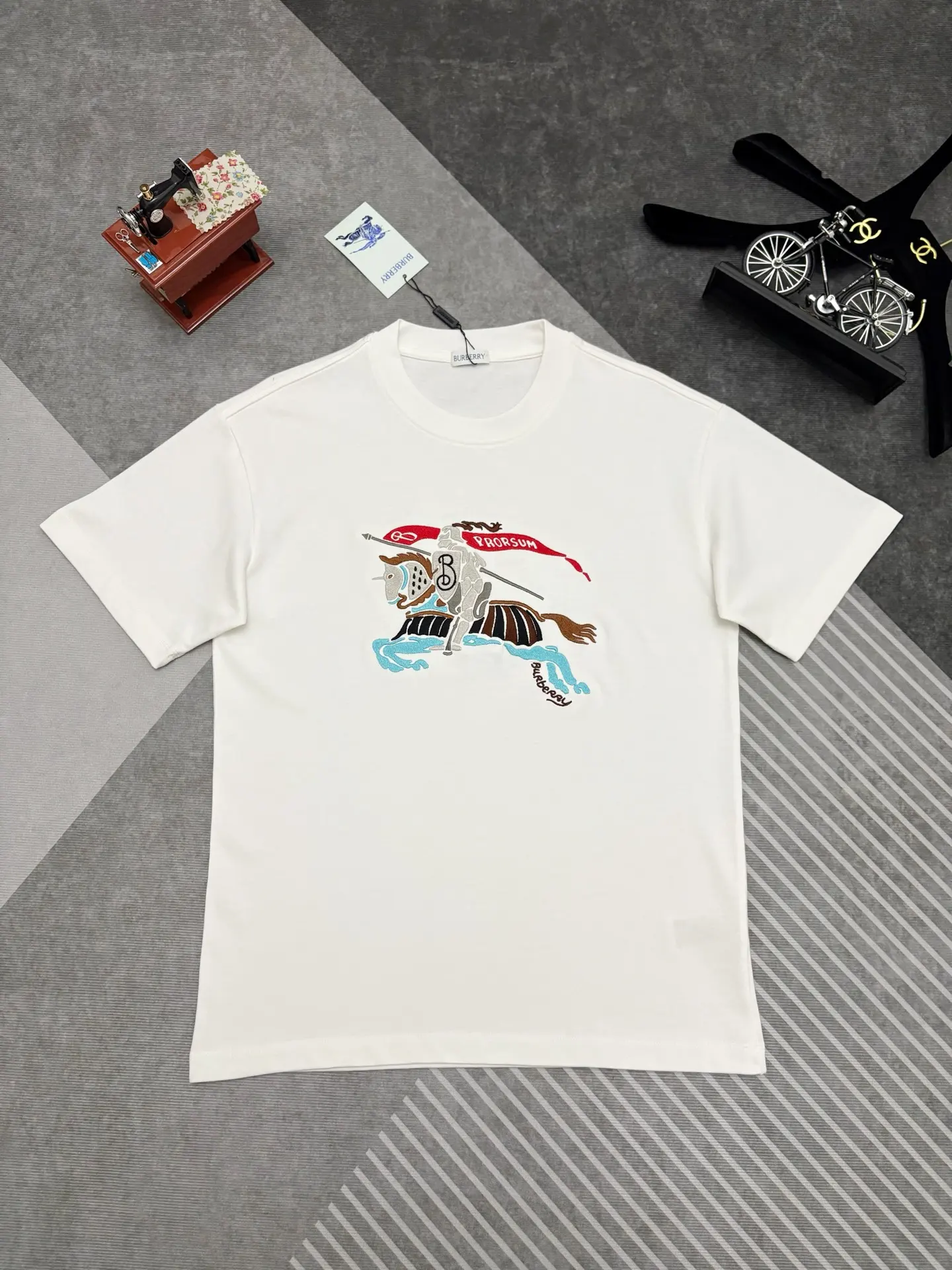 Embroidered Equestrian Knight Cotton T-Shirt D17514892