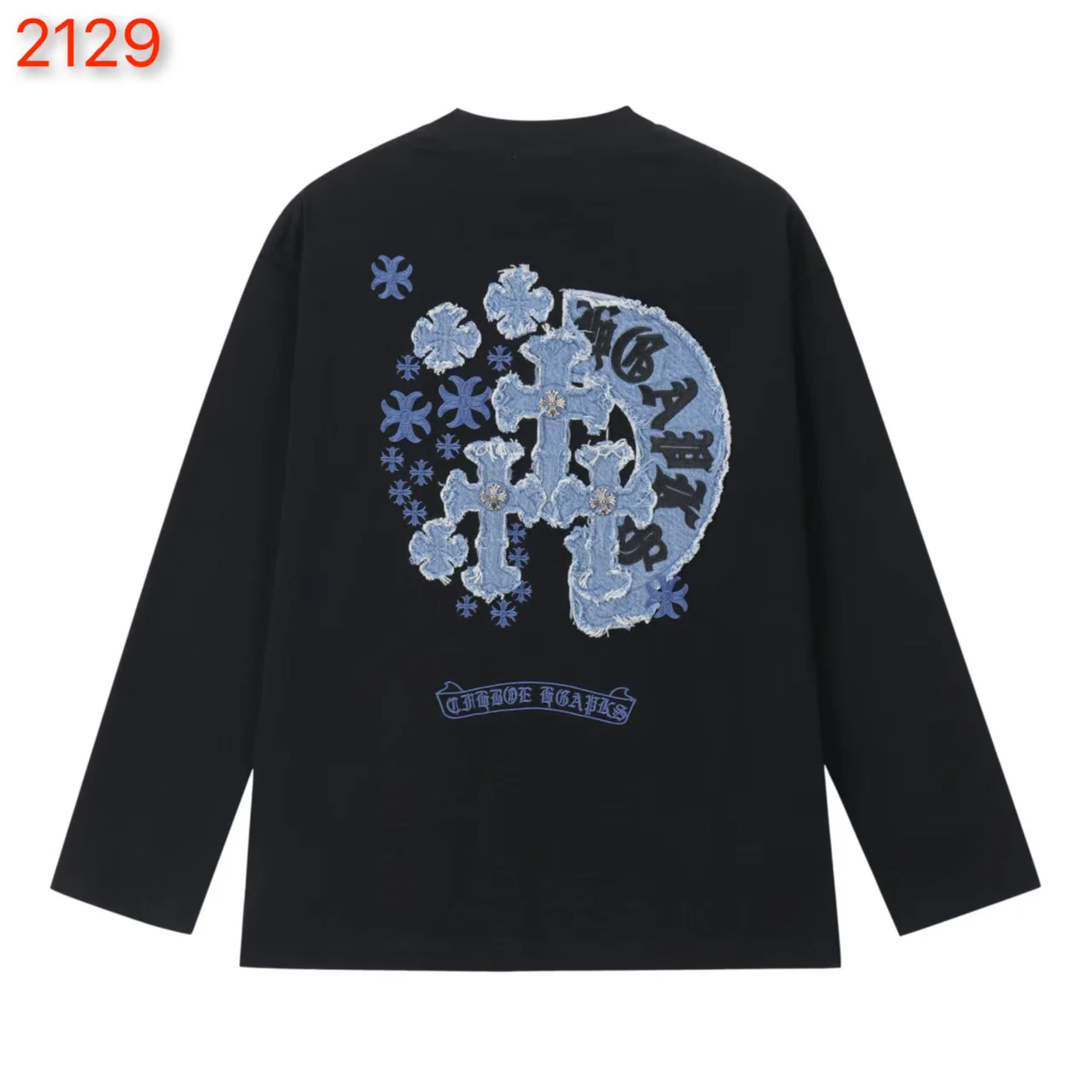 Denim Patchwork Embroidered Long-Sleeve T-Shirt D18023612