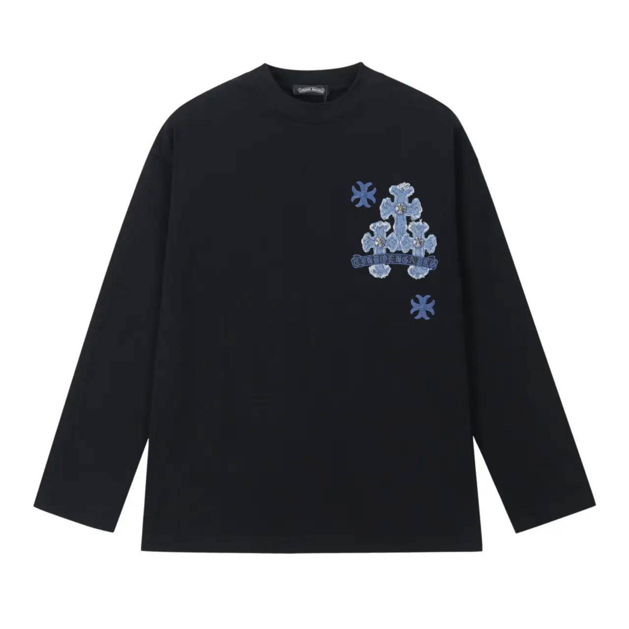 Denim Patchwork Embroidered Long-Sleeve T-Shirt D18023612 — view 2