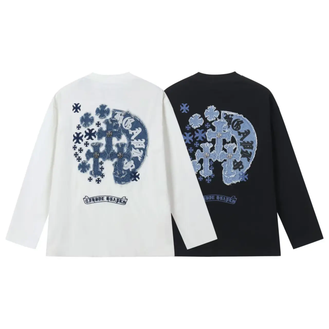 Denim Patchwork Embroidered Long-Sleeve T-Shirt D18023612 — view 8