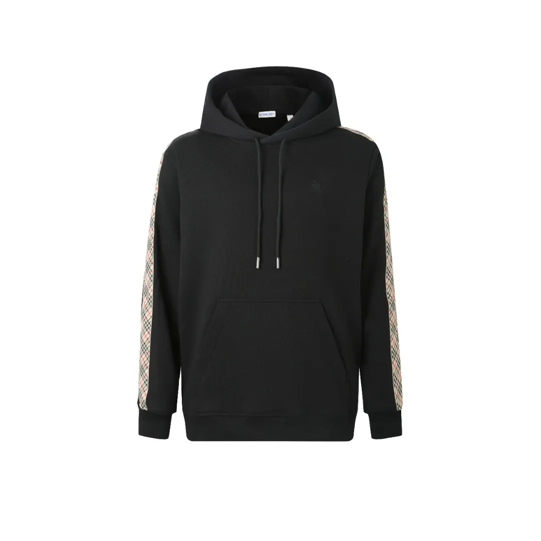 Check-Trim Cotton Blend Hoodie D18520363