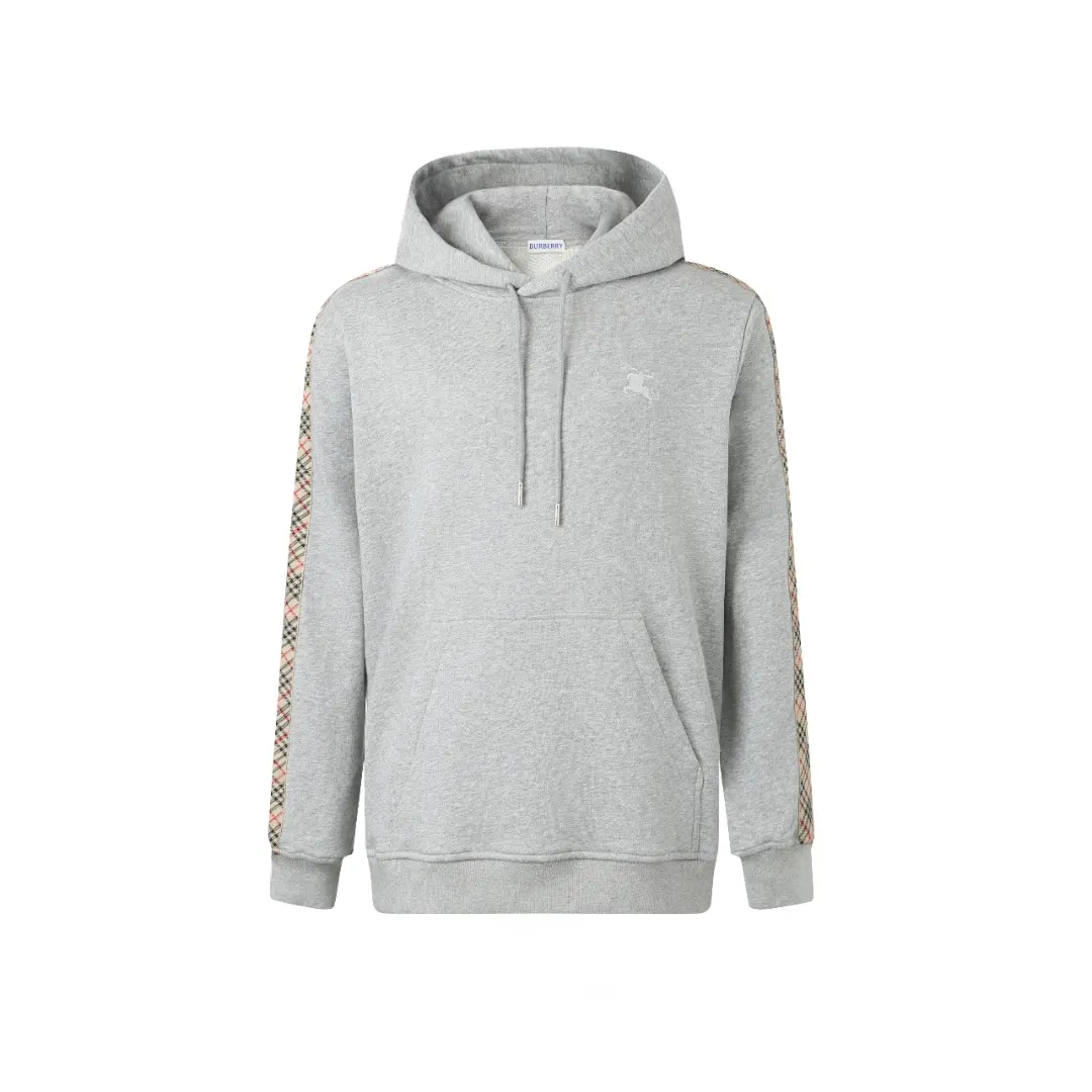 Check-Trim Cotton-Blend Jersey Hoodie D18520364