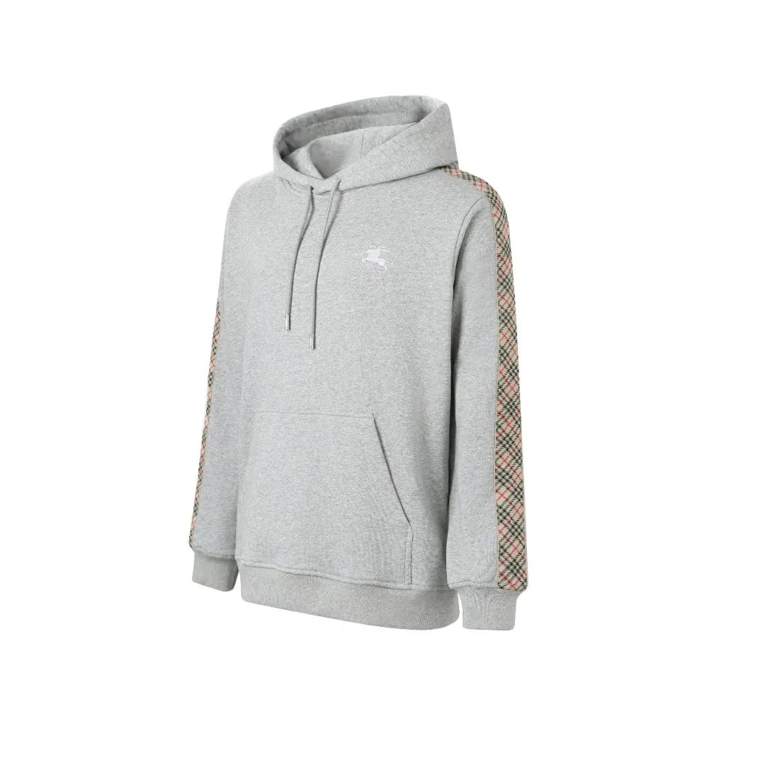 Check-Trim Cotton-Blend Jersey Hoodie D18520364 — view 2