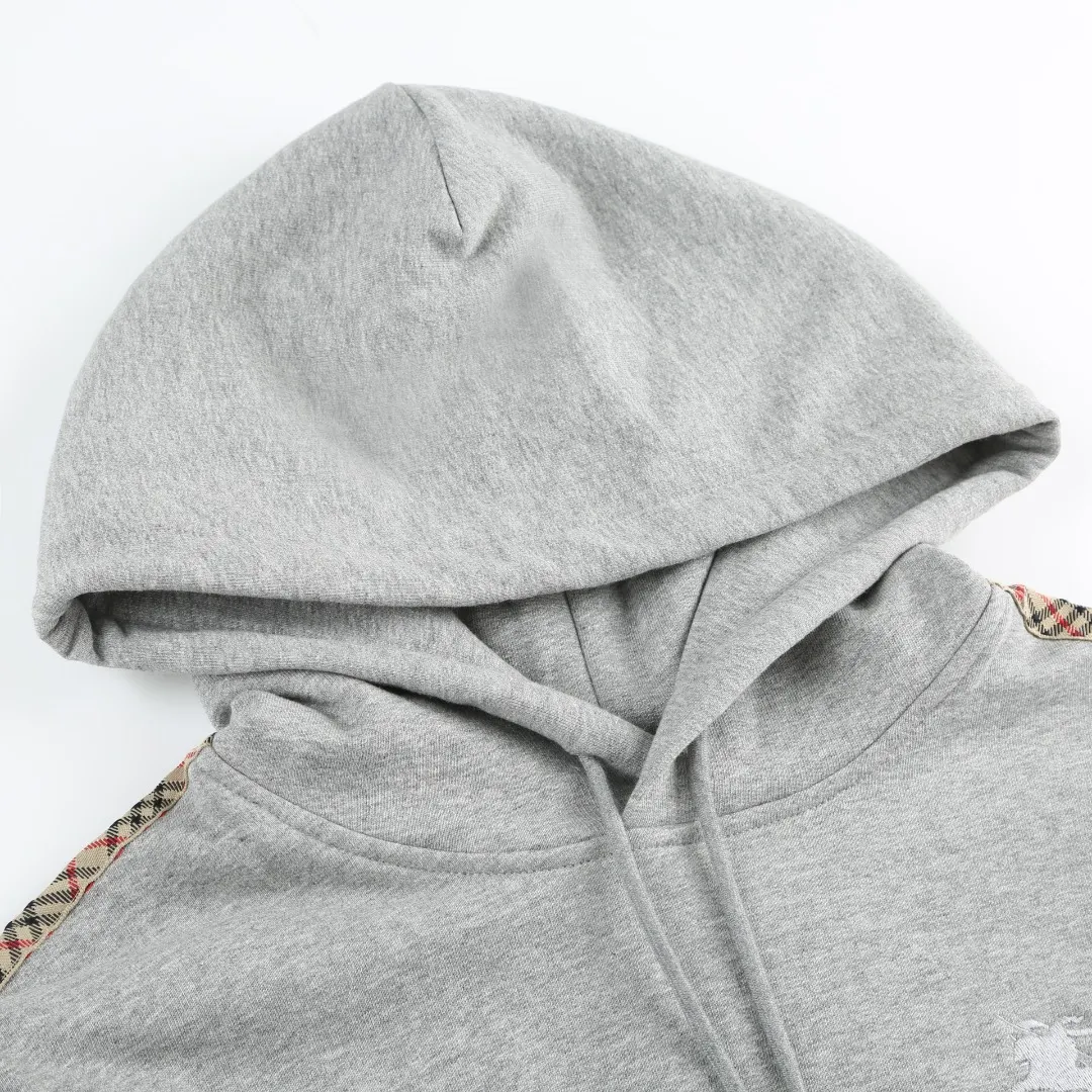 Check-Trim Cotton-Blend Jersey Hoodie D18520364 — view 4