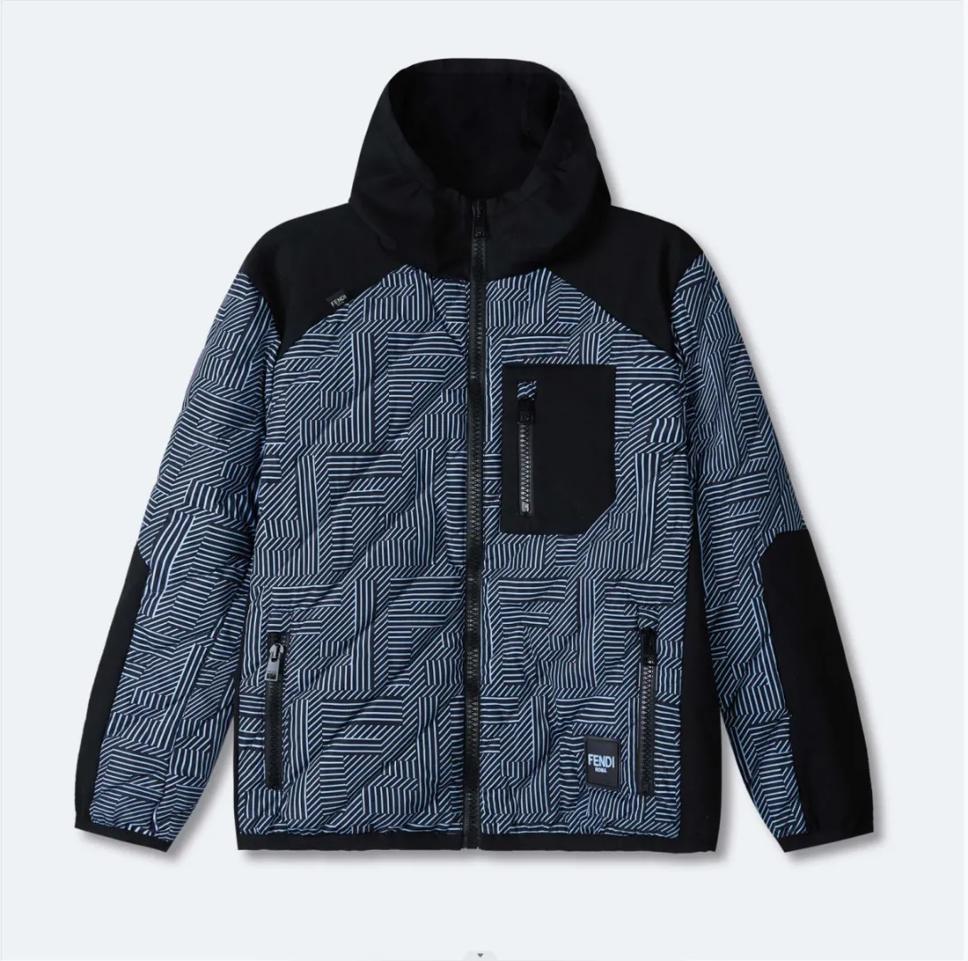 FF Pattern Hooded Puffer Jacket D19020353