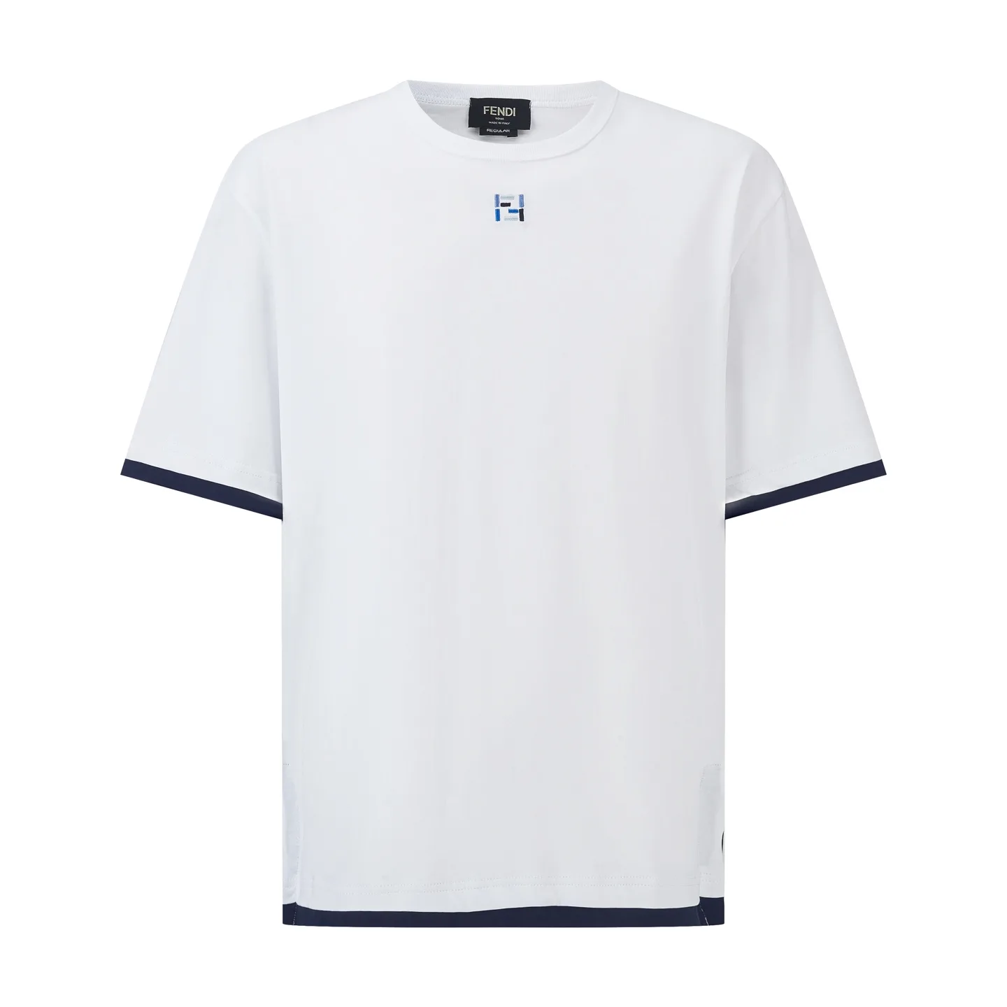 FF Logo Embroidered Layered Cotton T-Shirt D19021081