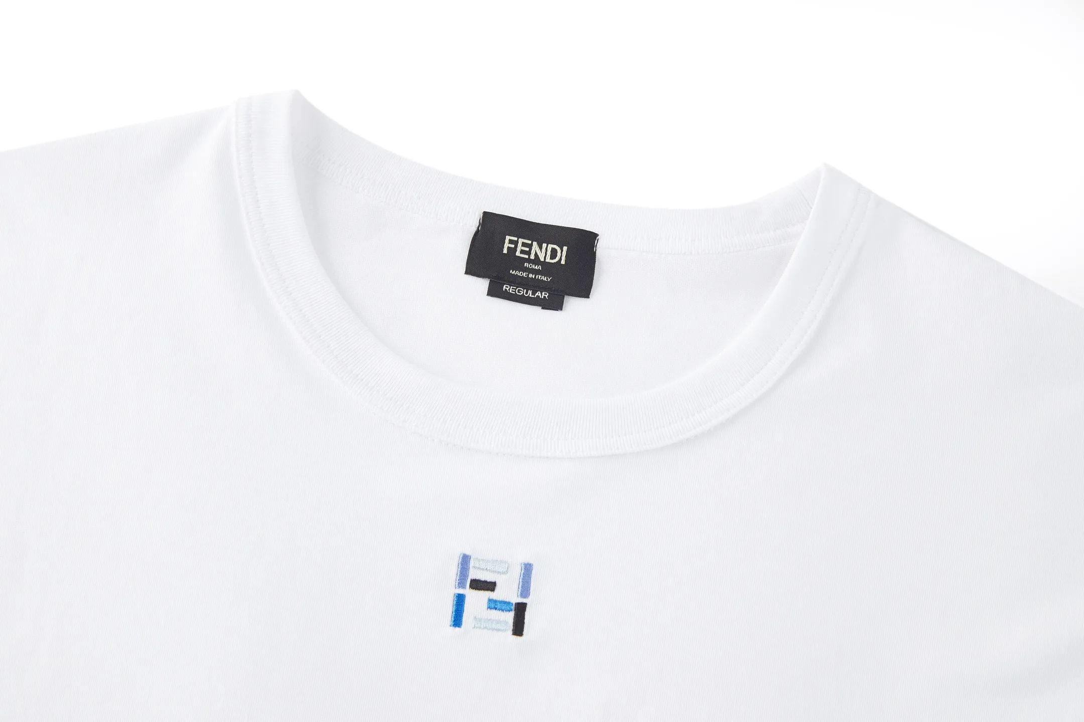 FF Logo Embroidered Layered Cotton T-Shirt D19021081 — view 3