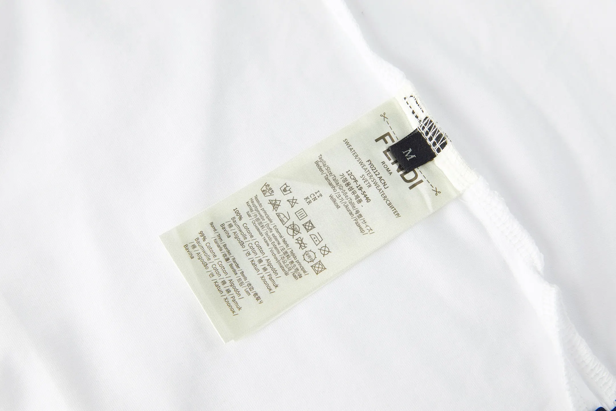 FF Logo Embroidered Layered Cotton T-Shirt D19021081 — view 9