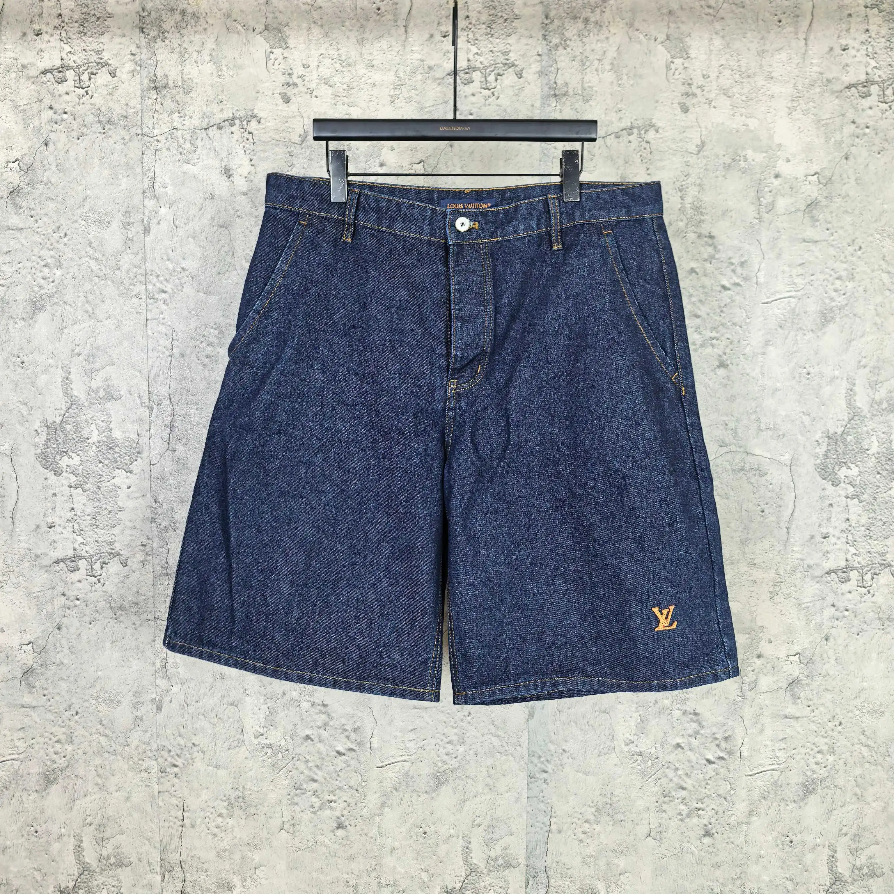 Logo-Embroidered Washed Denim Shorts D19023207