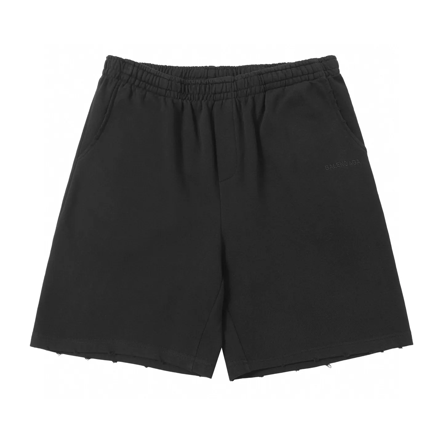 Logo-Embroidered Distressed Cotton Shorts D19012804