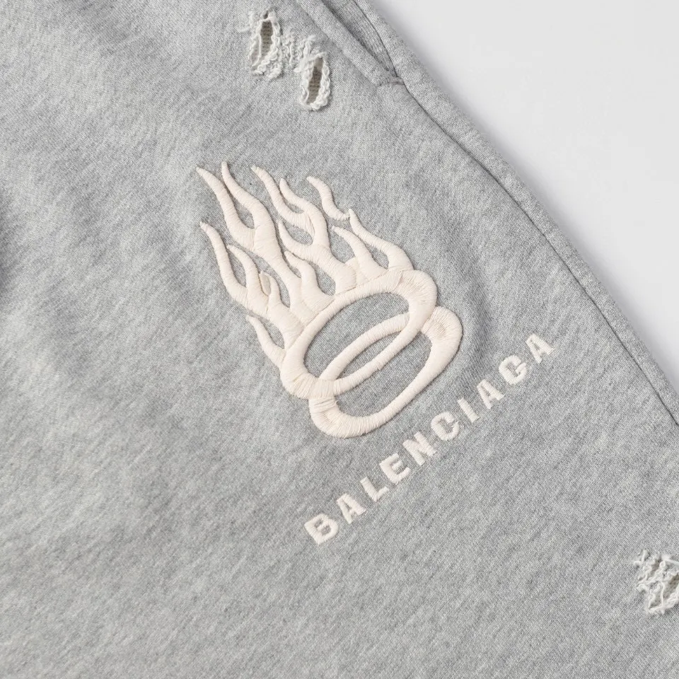 Logo-Embroidered Distressed Cotton-Jersey Shorts D19512797 — view 4