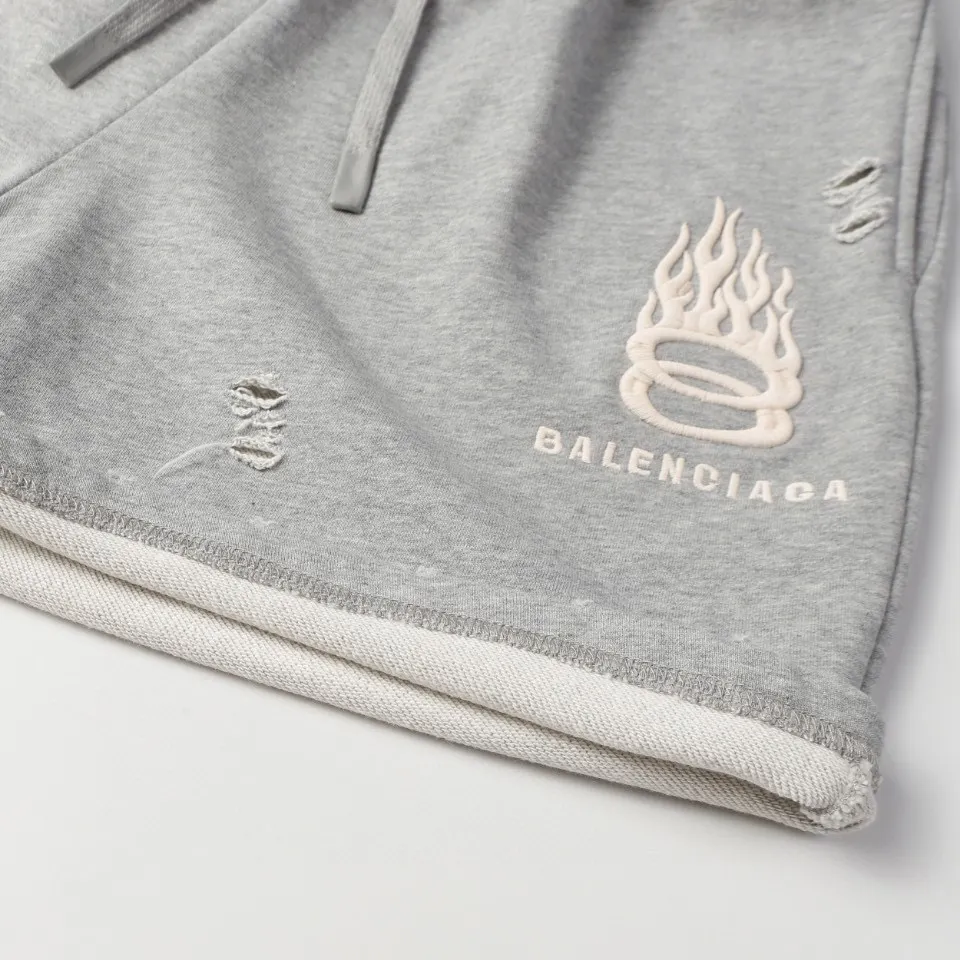 Logo-Embroidered Distressed Cotton-Jersey Shorts D19512797 — view 7