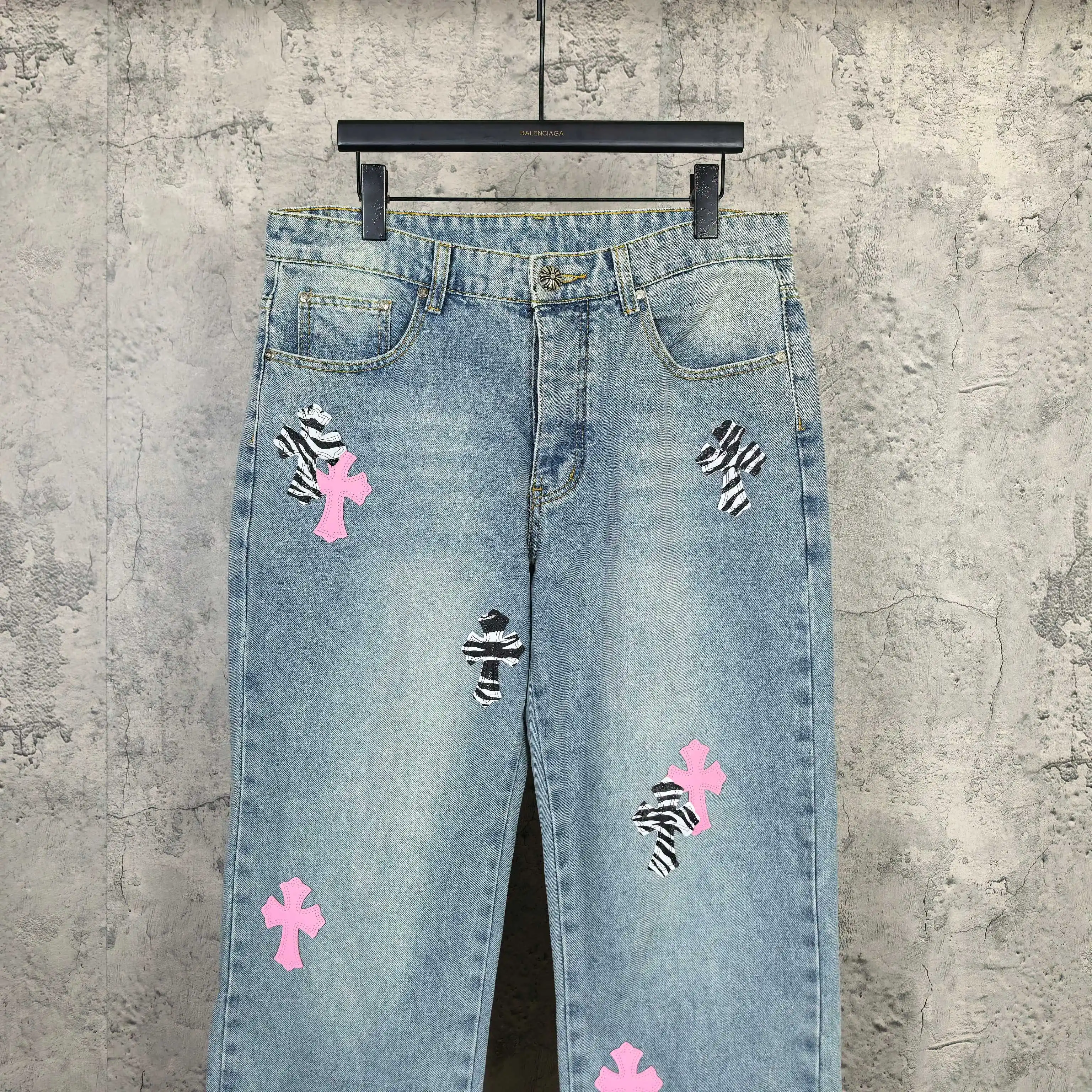 Chrome Hearts Zebra Patch Distressed Jeans D20023212 — view 3