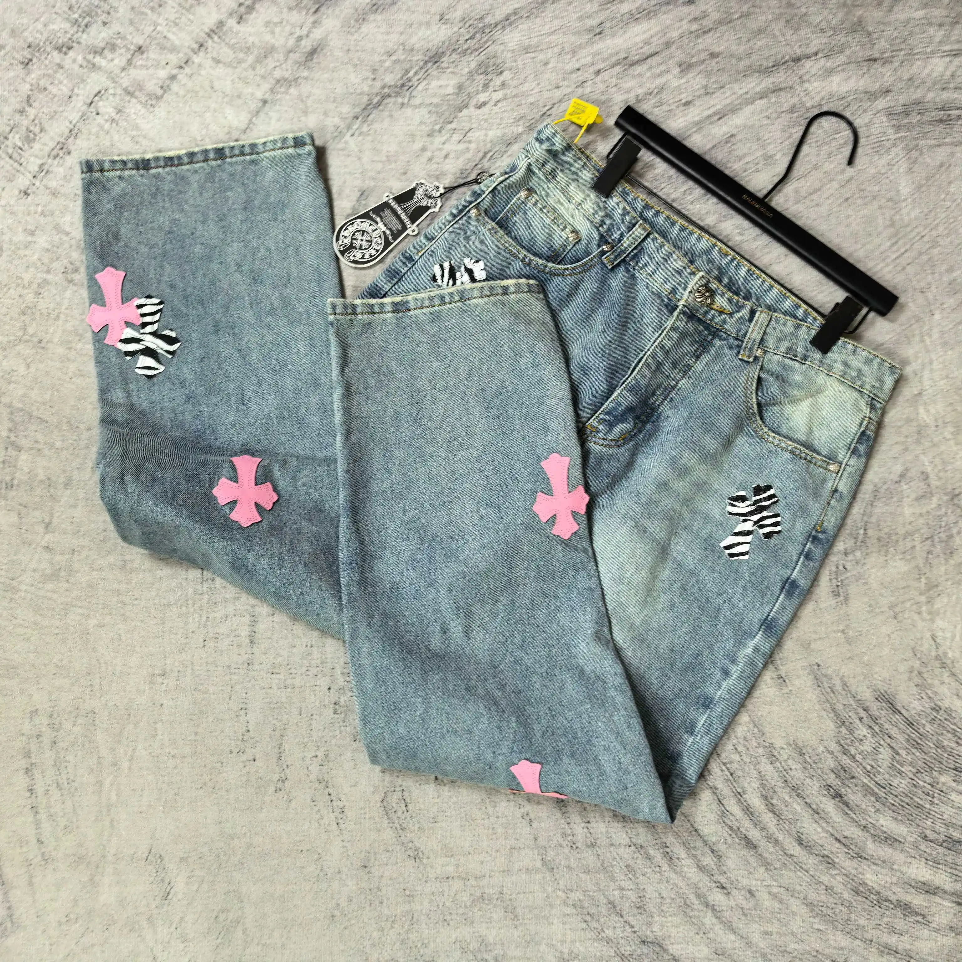 Chrome Hearts Zebra Patch Distressed Jeans D20023212 — view 4