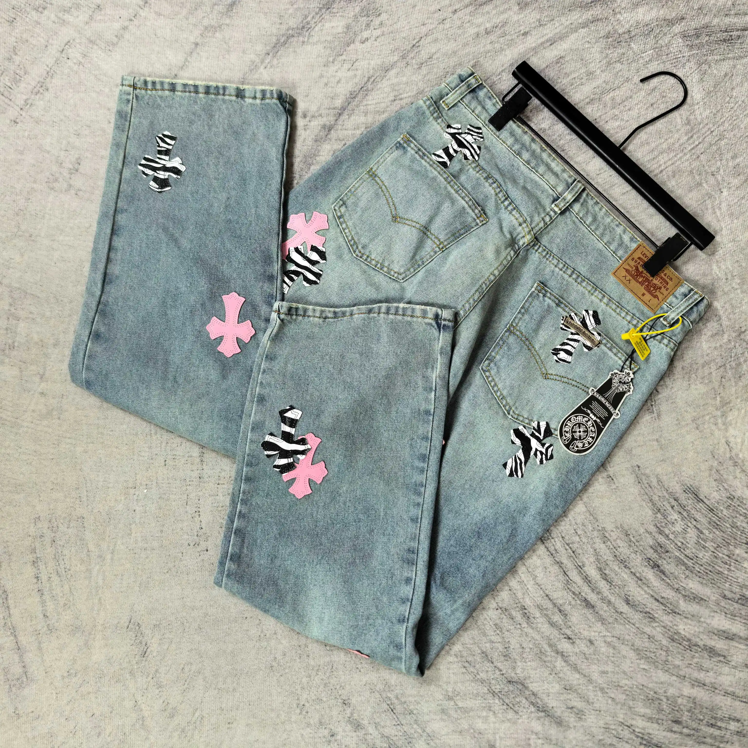 Chrome Hearts Zebra Patch Distressed Jeans D20023212 — view 5
