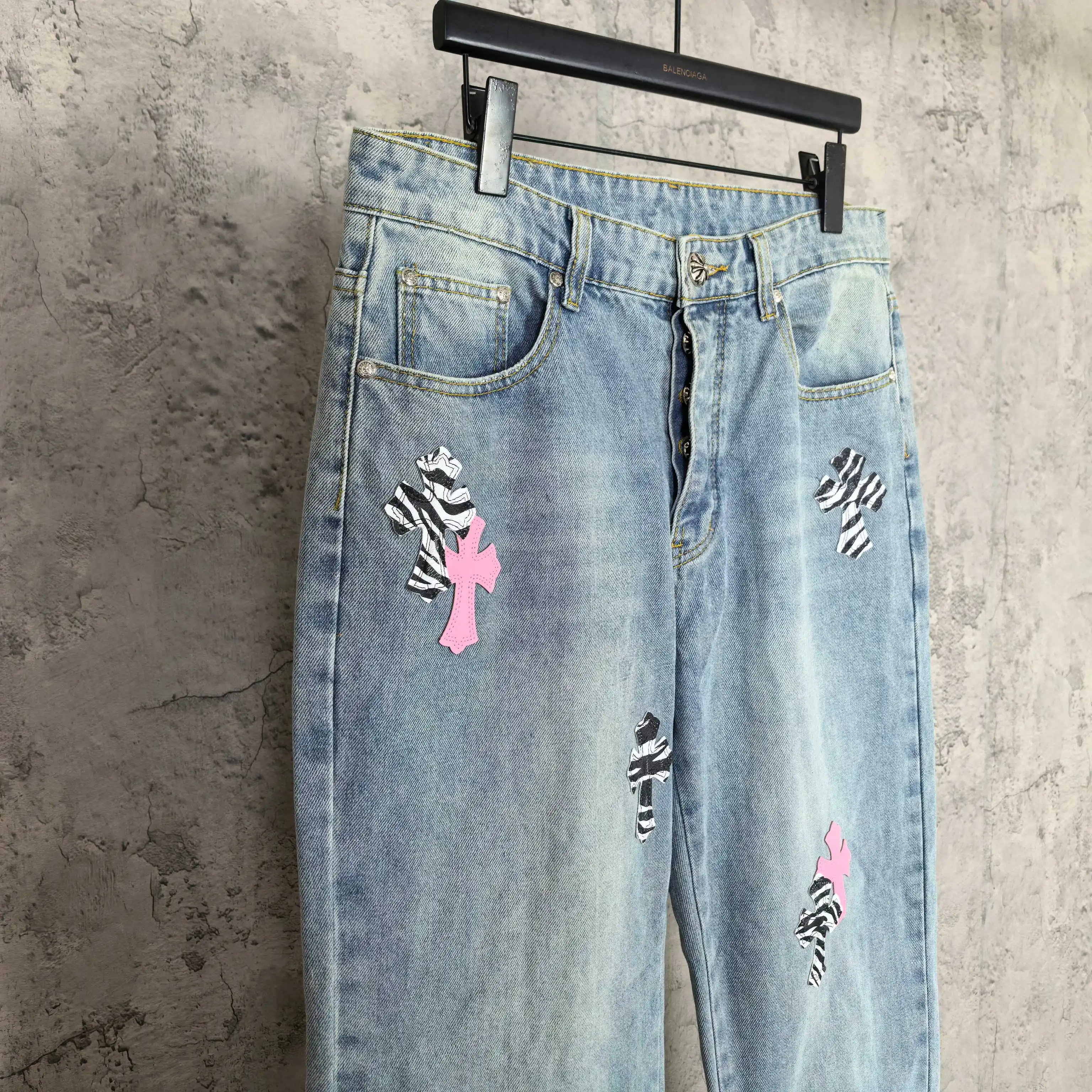 Chrome Hearts Zebra Patch Distressed Jeans D20023212 — view 7
