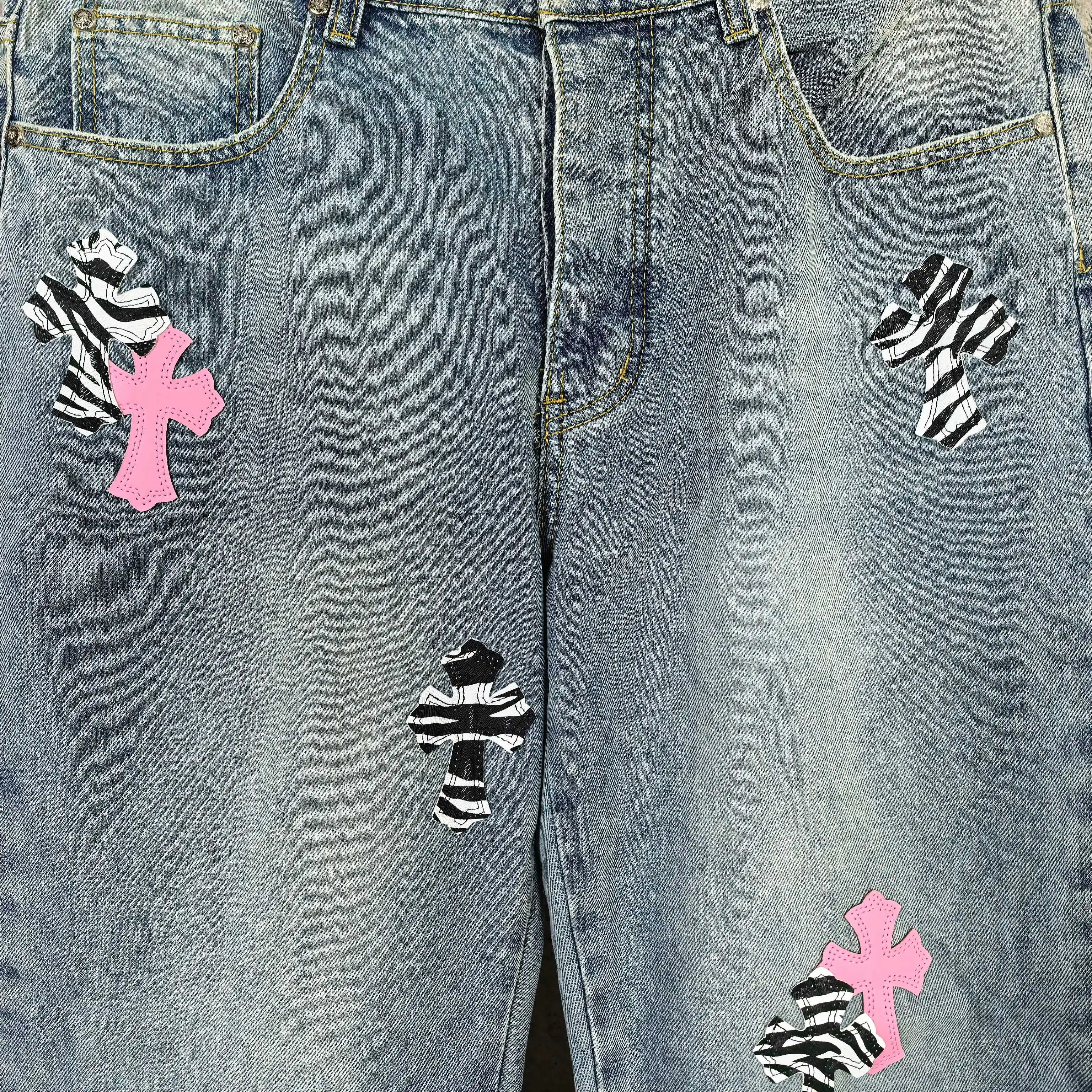 Chrome Hearts Zebra Patch Distressed Jeans D20023212 — view 8