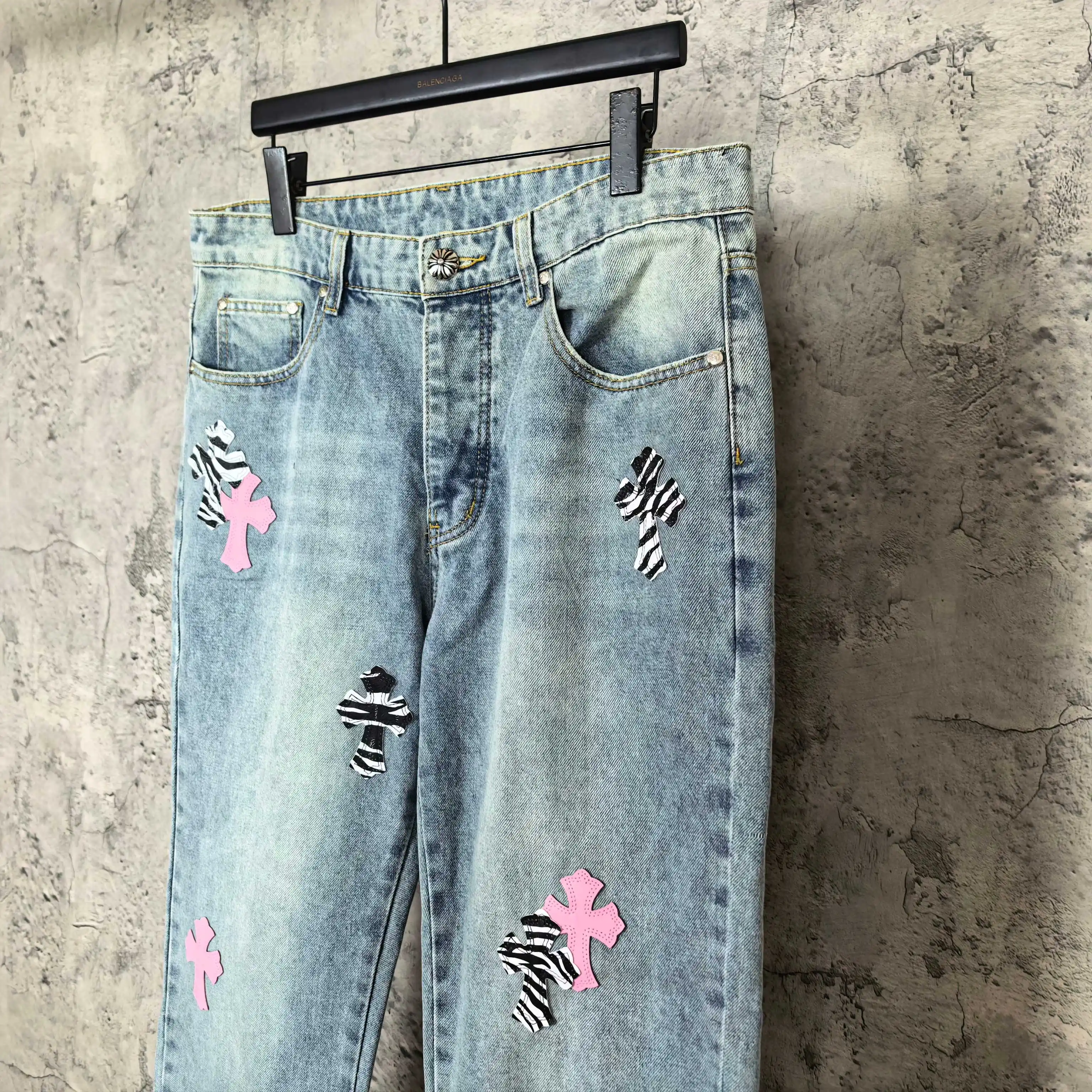 Chrome Hearts Zebra Patch Distressed Jeans D20023212 — view 9