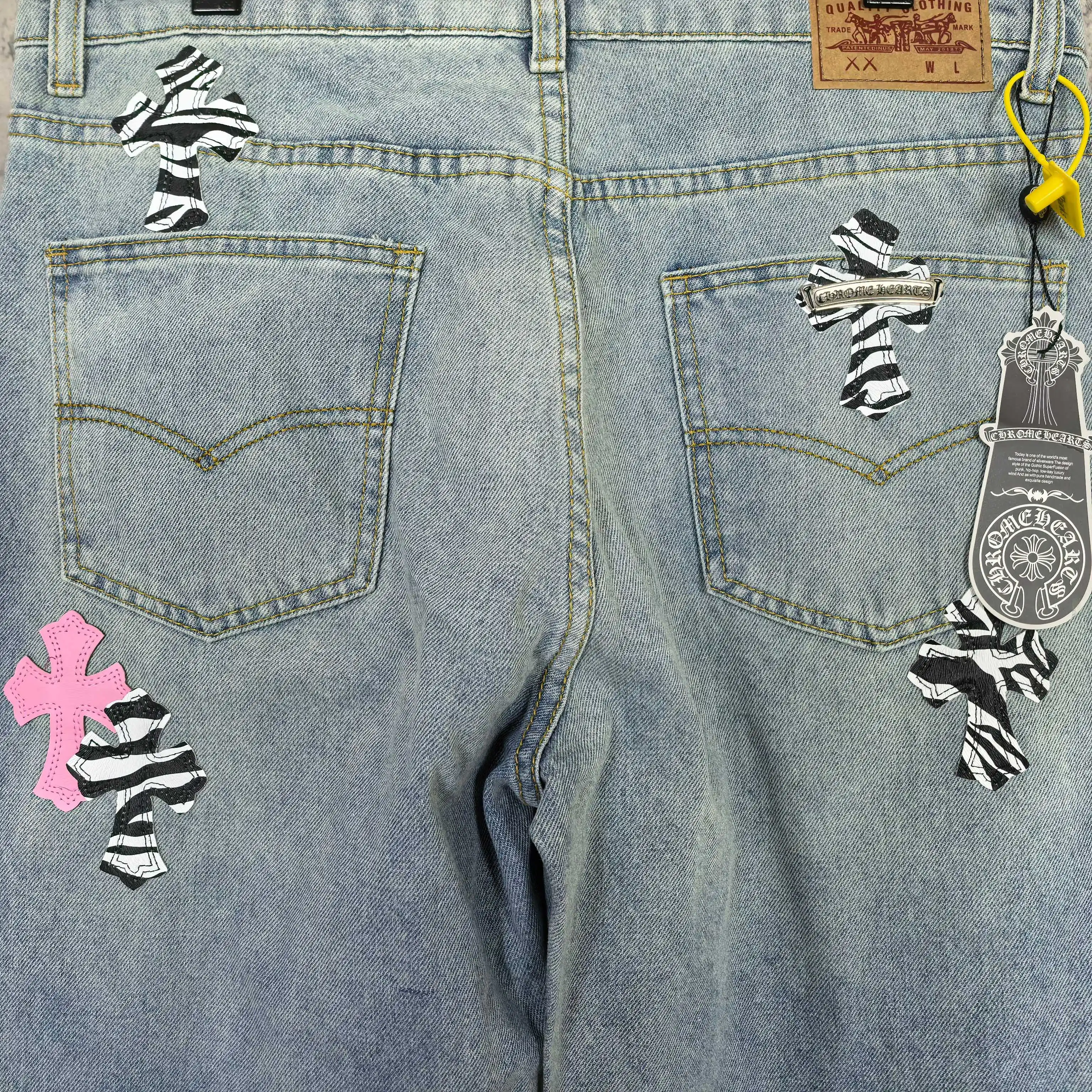 Chrome Hearts Zebra Patch Distressed Jeans D20023212 — view 11