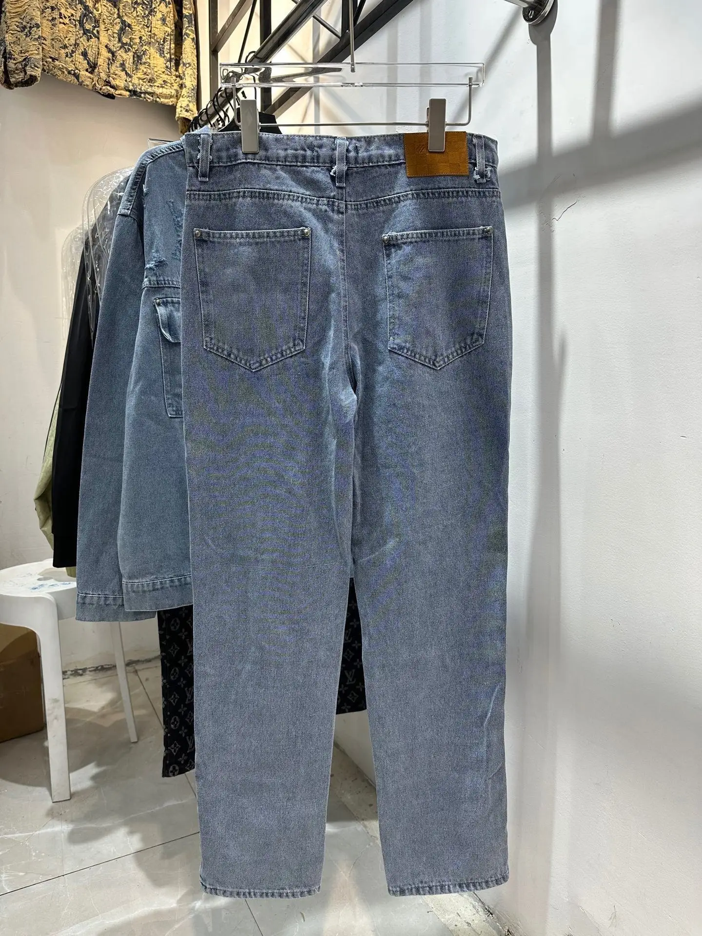 Monogram Distressed Straight-Leg Jeans D20013439 — view 6