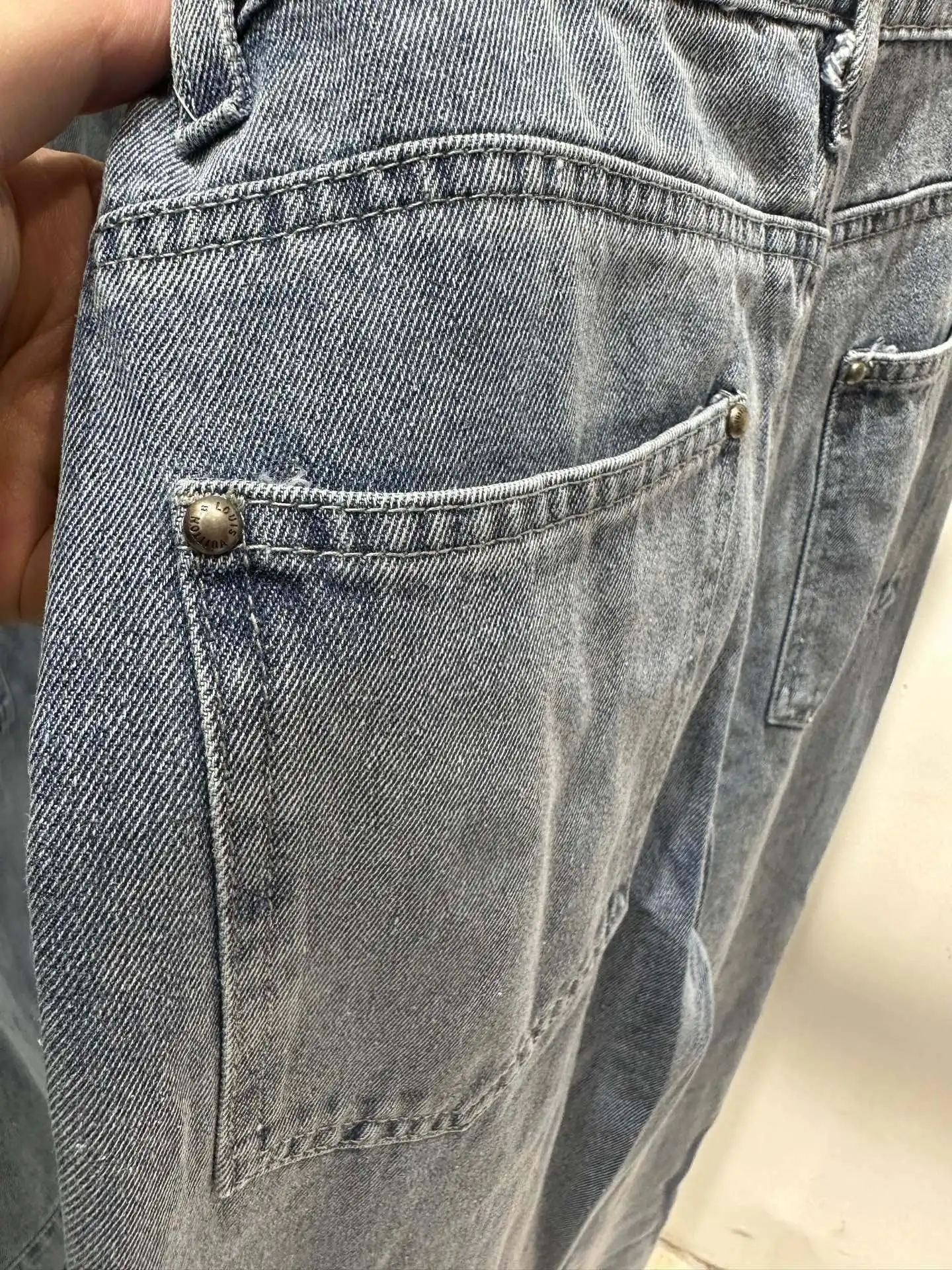 Monogram Distressed Straight-Leg Jeans D20013439 — view 7