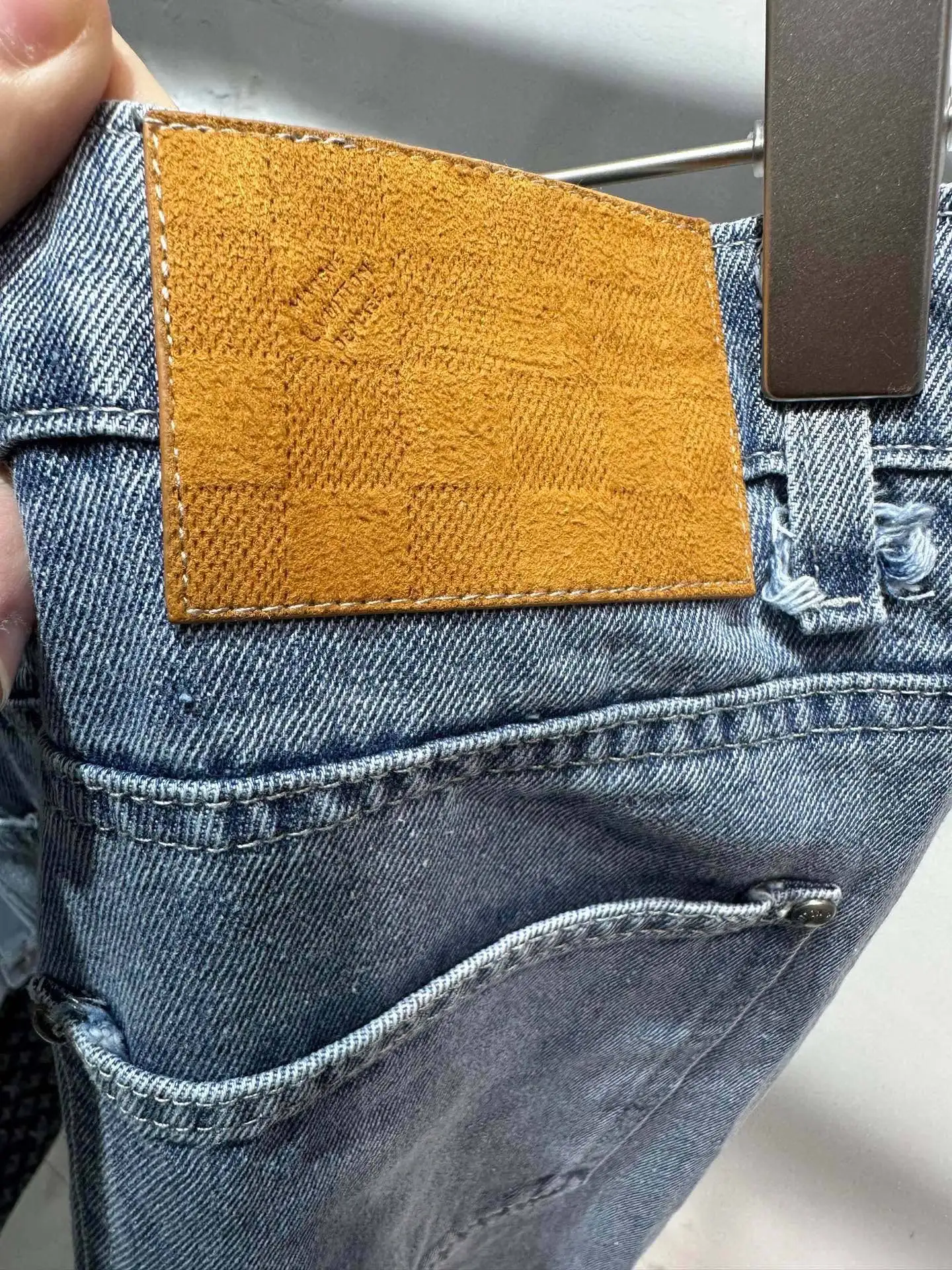 Monogram Distressed Straight-Leg Jeans D20013439 — view 8