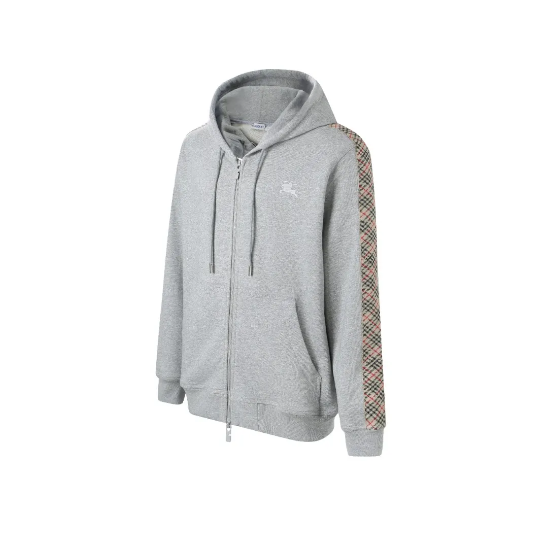 Check-Trim Embroidered Zip-Up Hoodie D20520375 — view 2