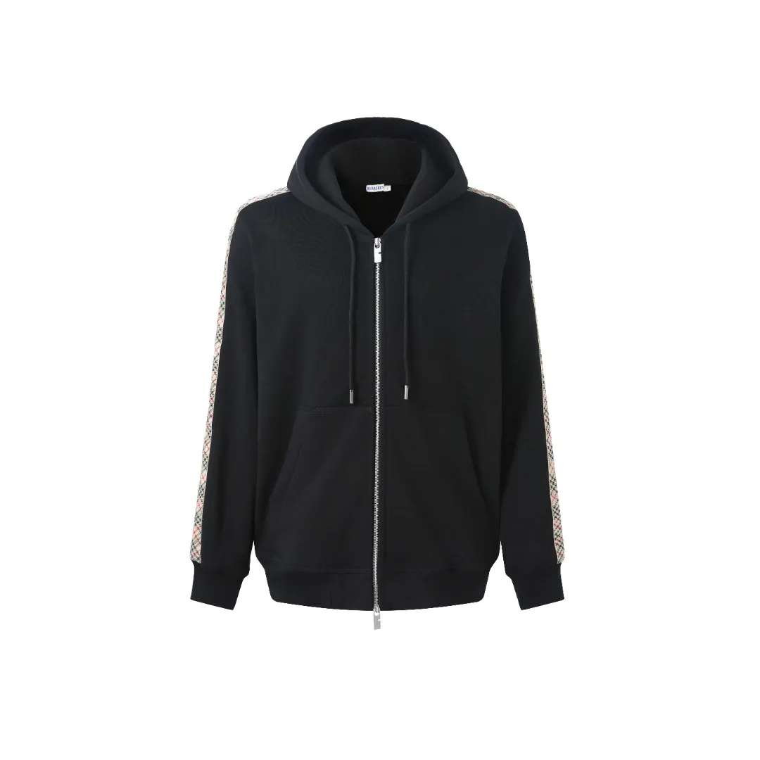 Check-Trim Zip-Up Hooded Sweatshirt D20520374