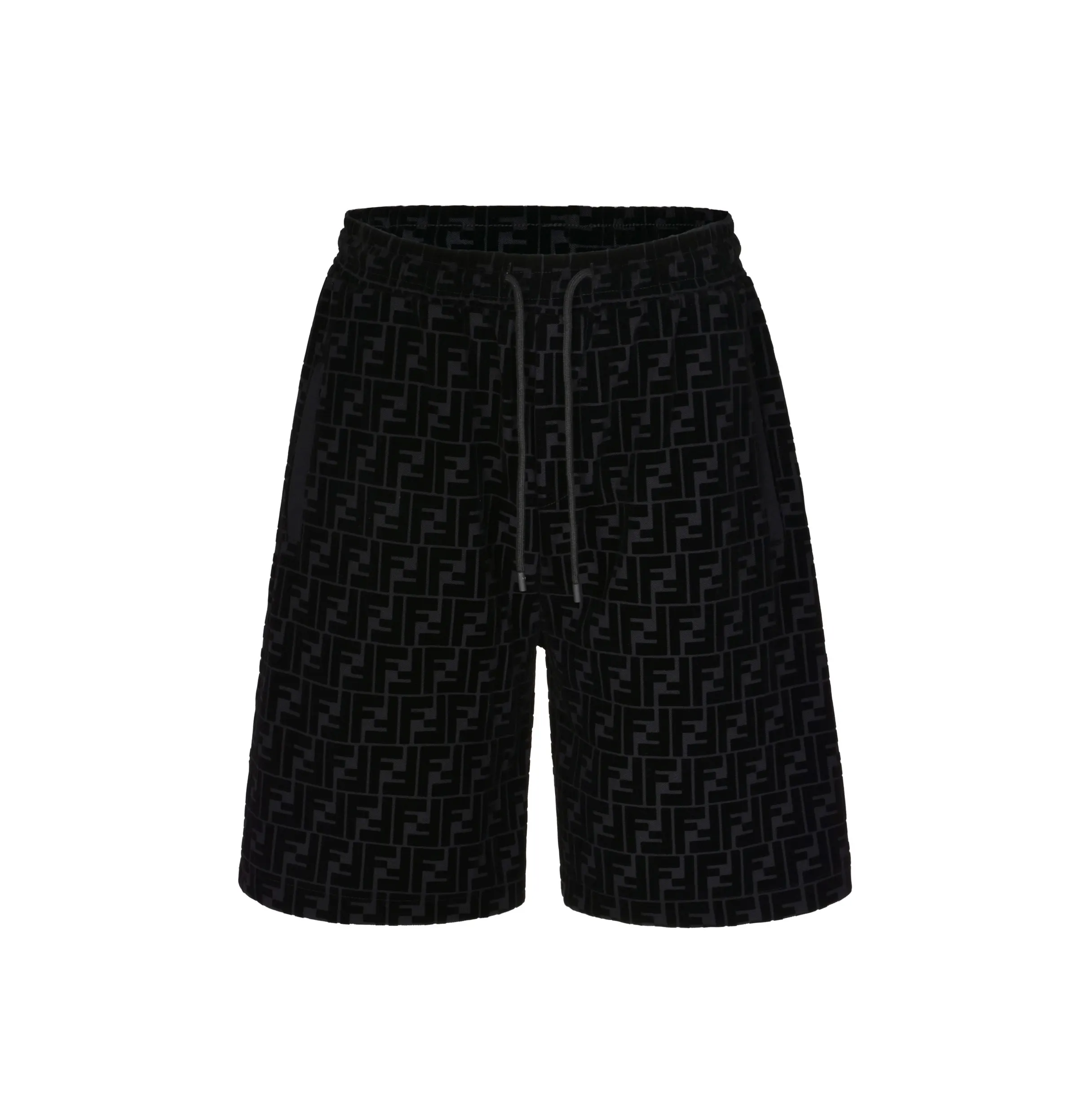 FF Monogram Flocked Cotton-Piqué Shorts D20513770