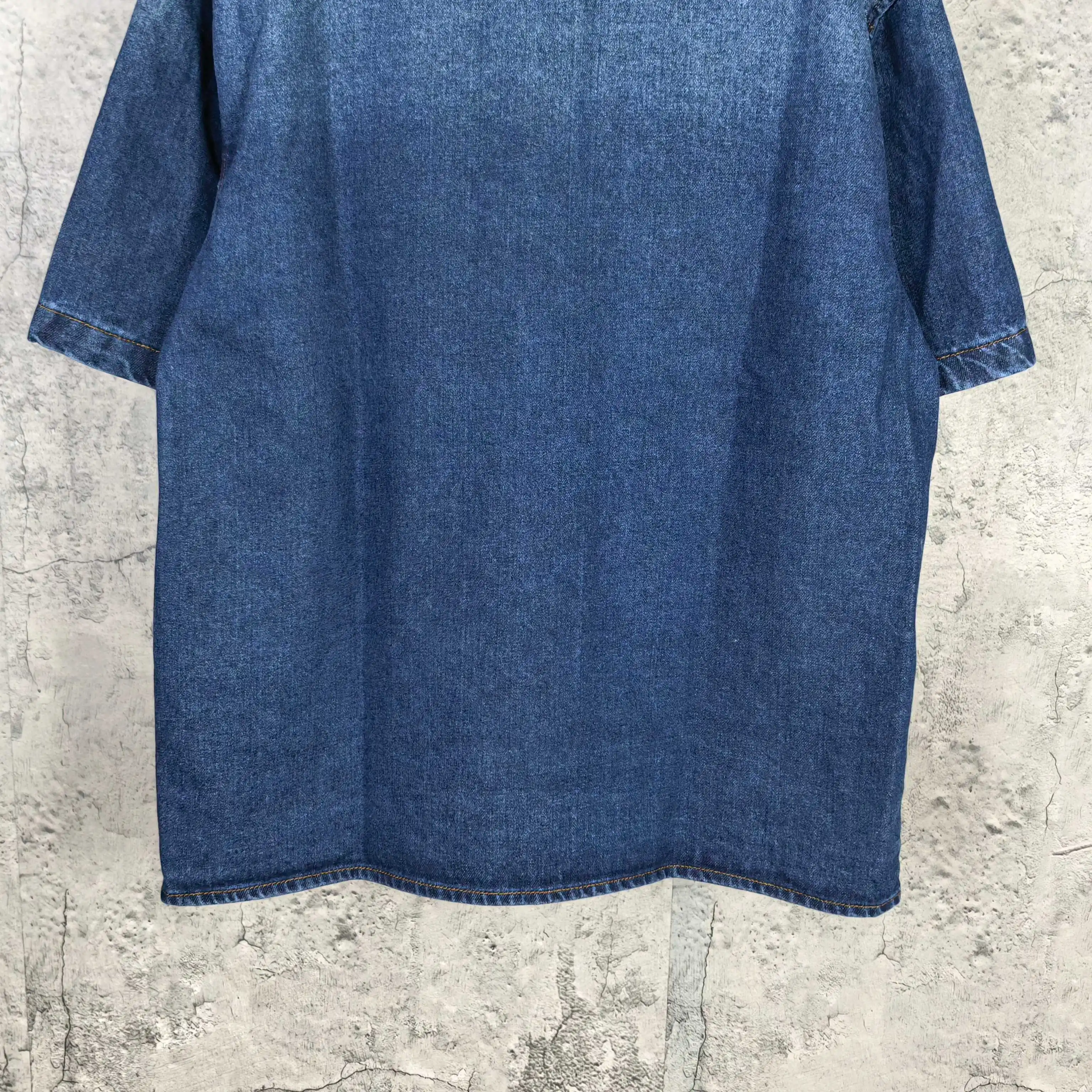 Logo-Embroidered Denim Short-Sleeve Shirt D20523208 — view 12