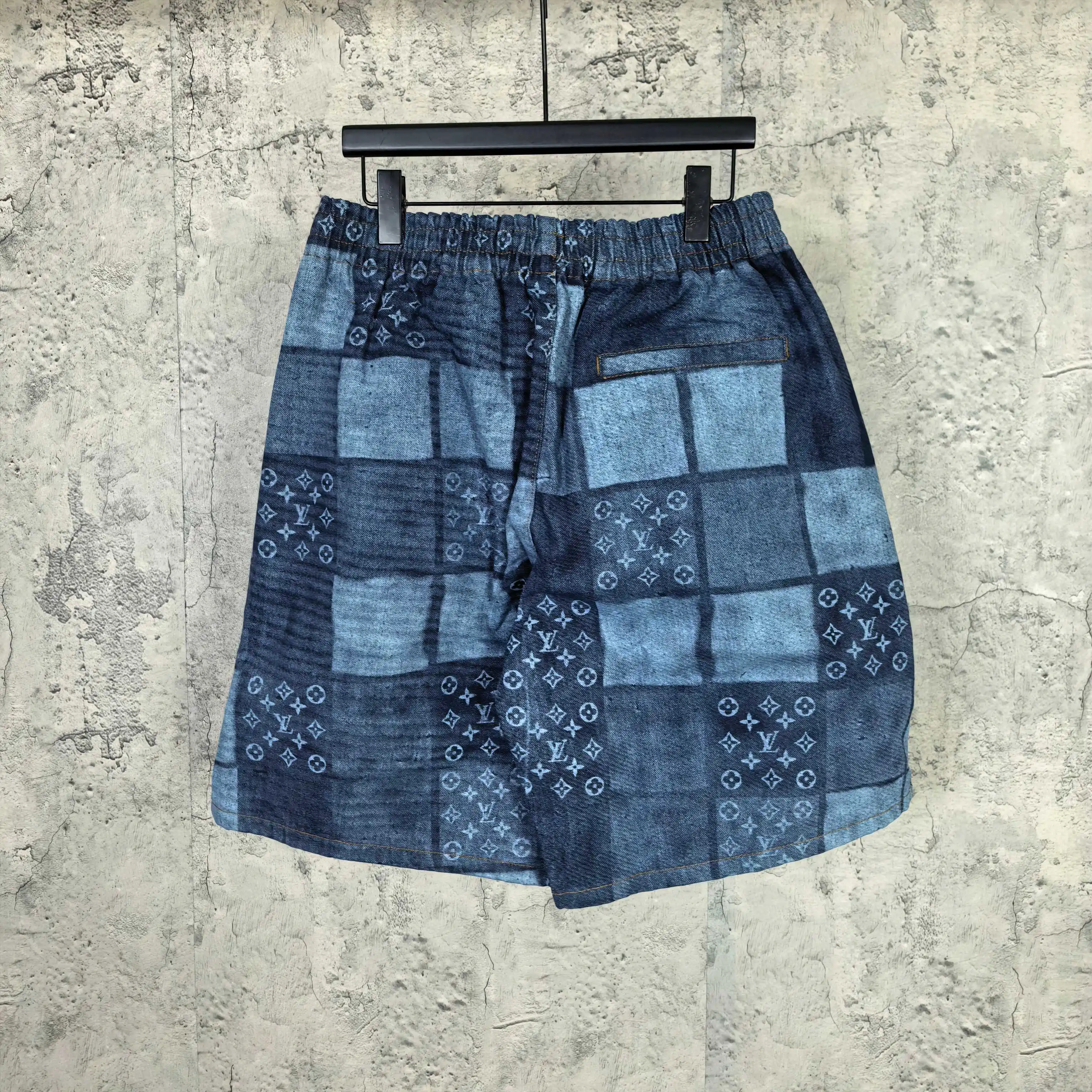 Monogram Patchwork Denim Drawstring Shorts D20523210 — view 2