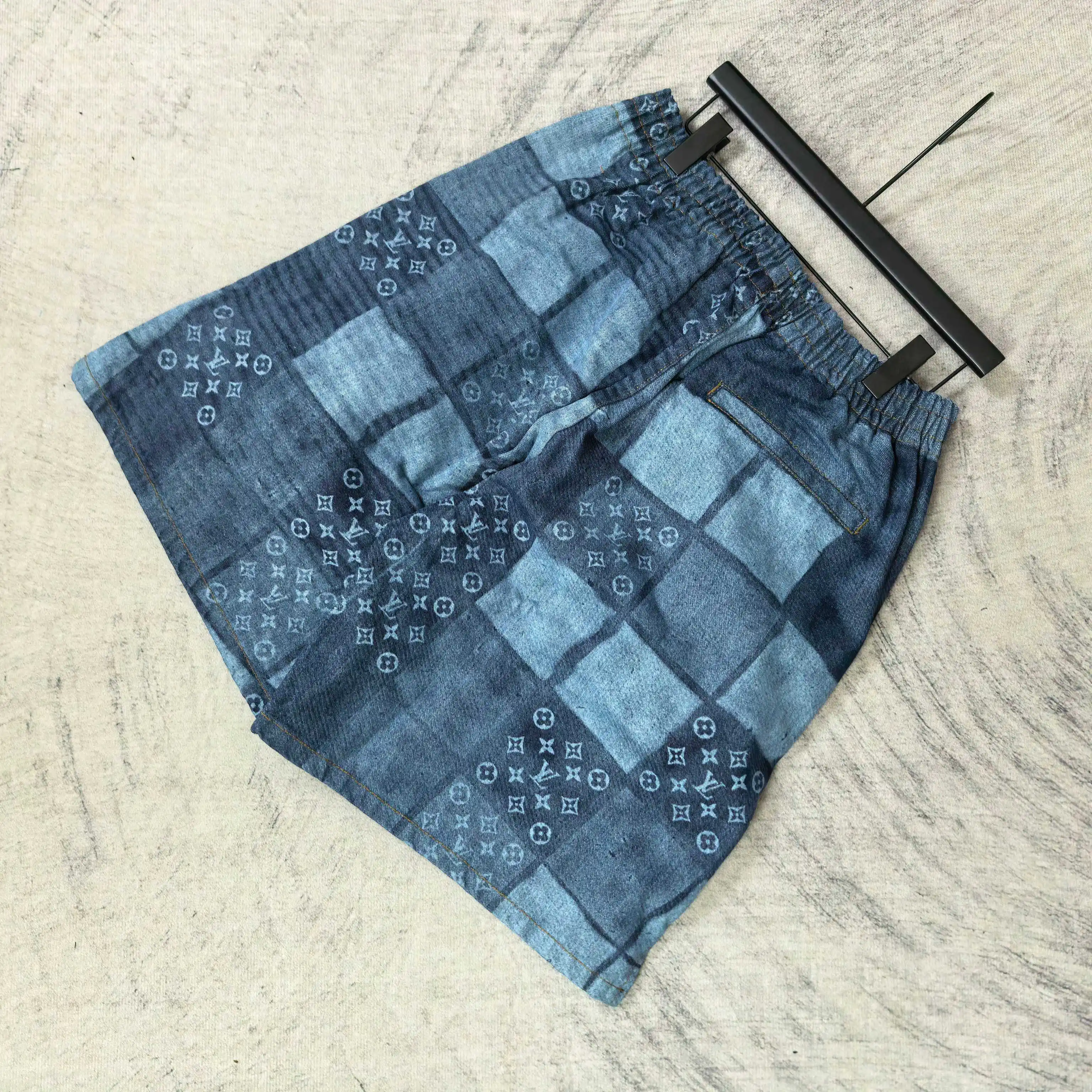 Monogram Patchwork Denim Drawstring Shorts D20523210 — view 5