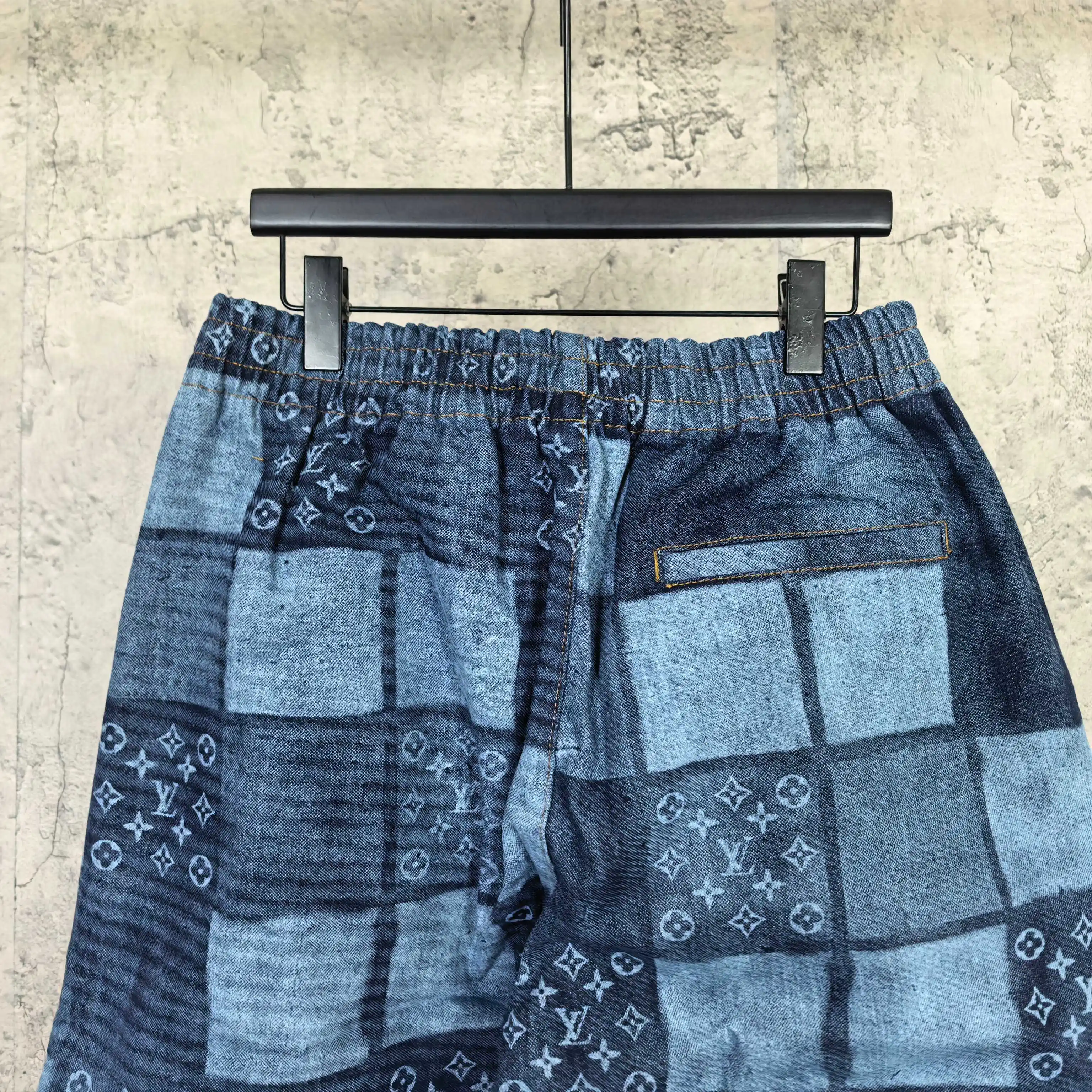 Monogram Patchwork Denim Drawstring Shorts D20523210 — view 6