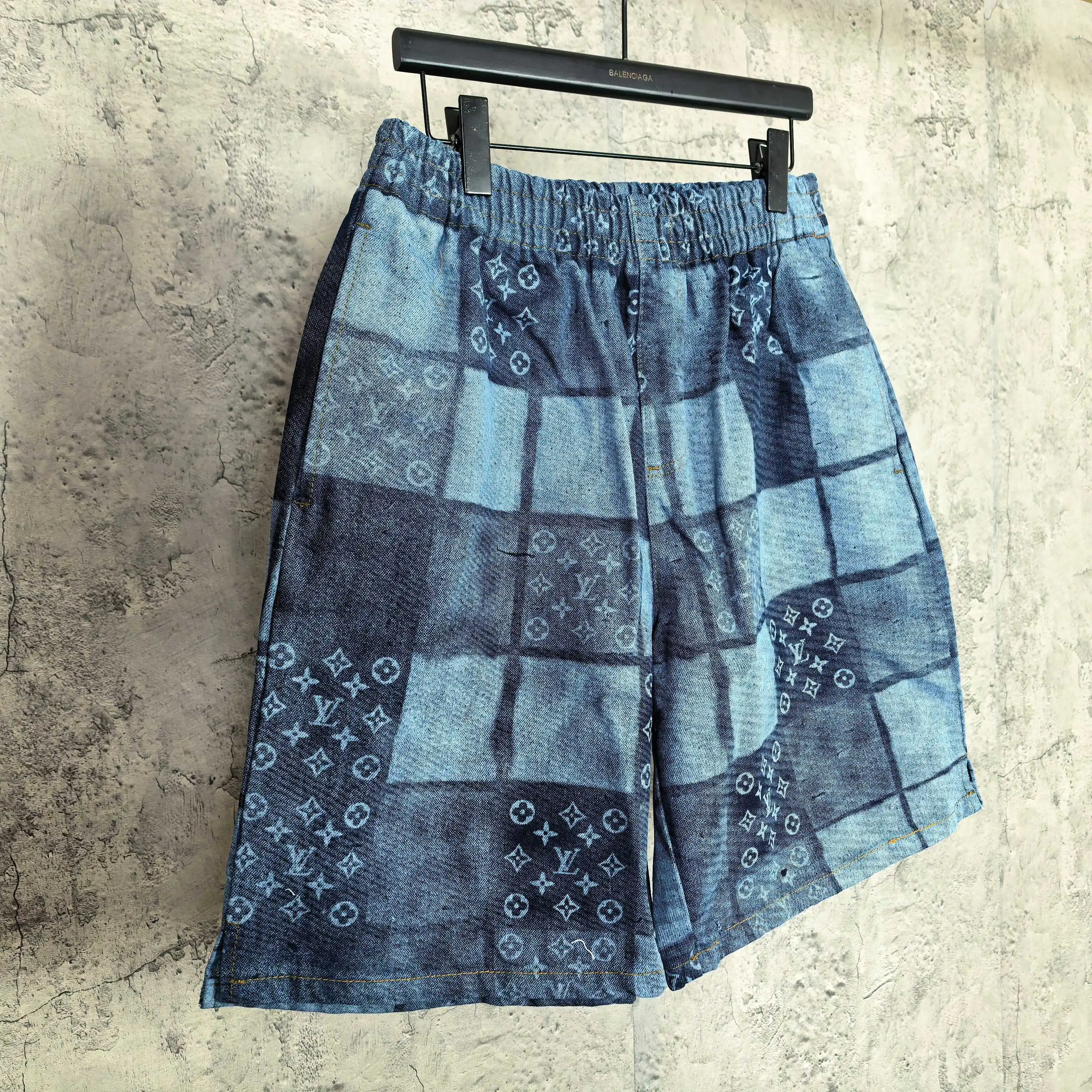 Monogram Patchwork Denim Drawstring Shorts D20523210 — view 7