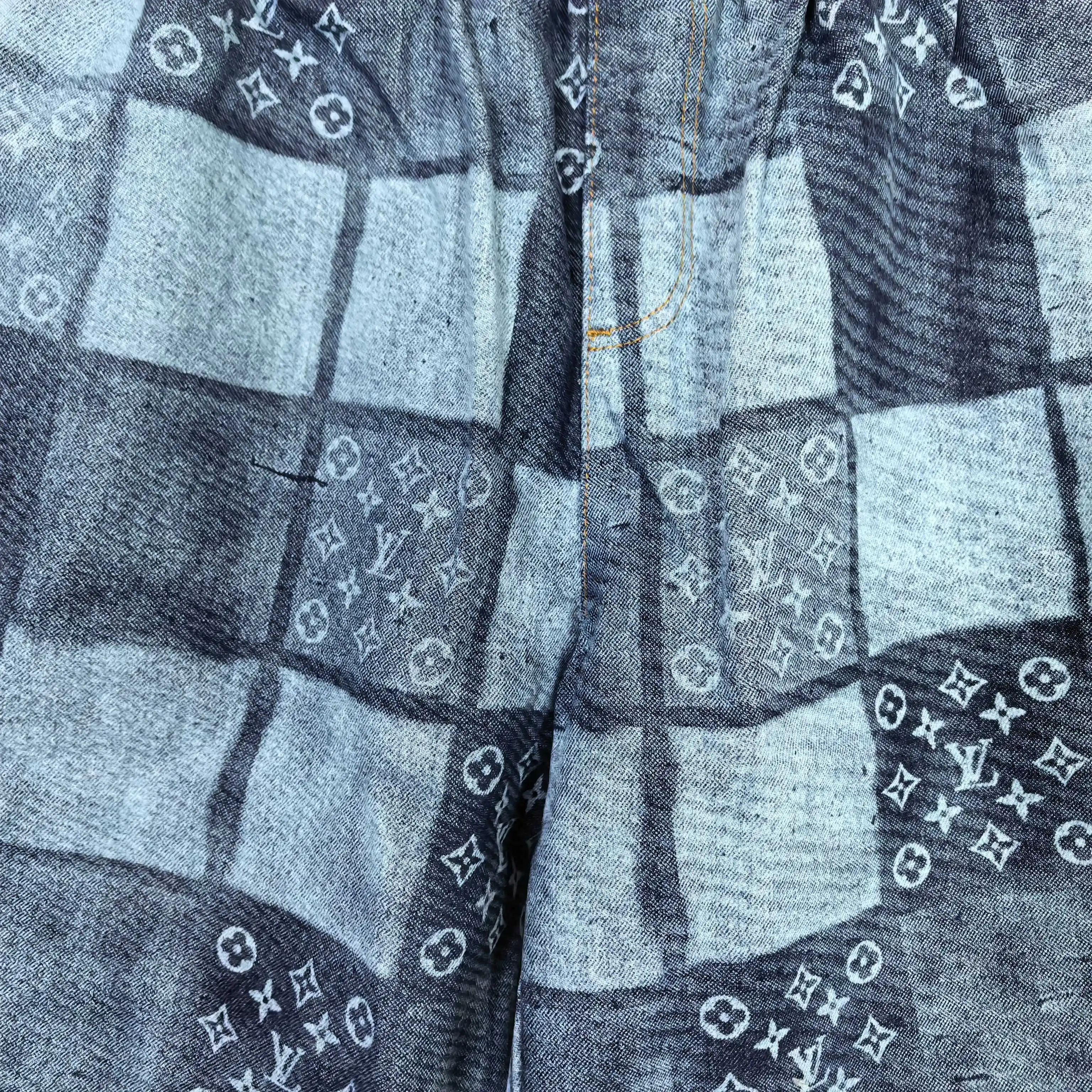 Monogram Patchwork Denim Drawstring Shorts D20523210 — view 8