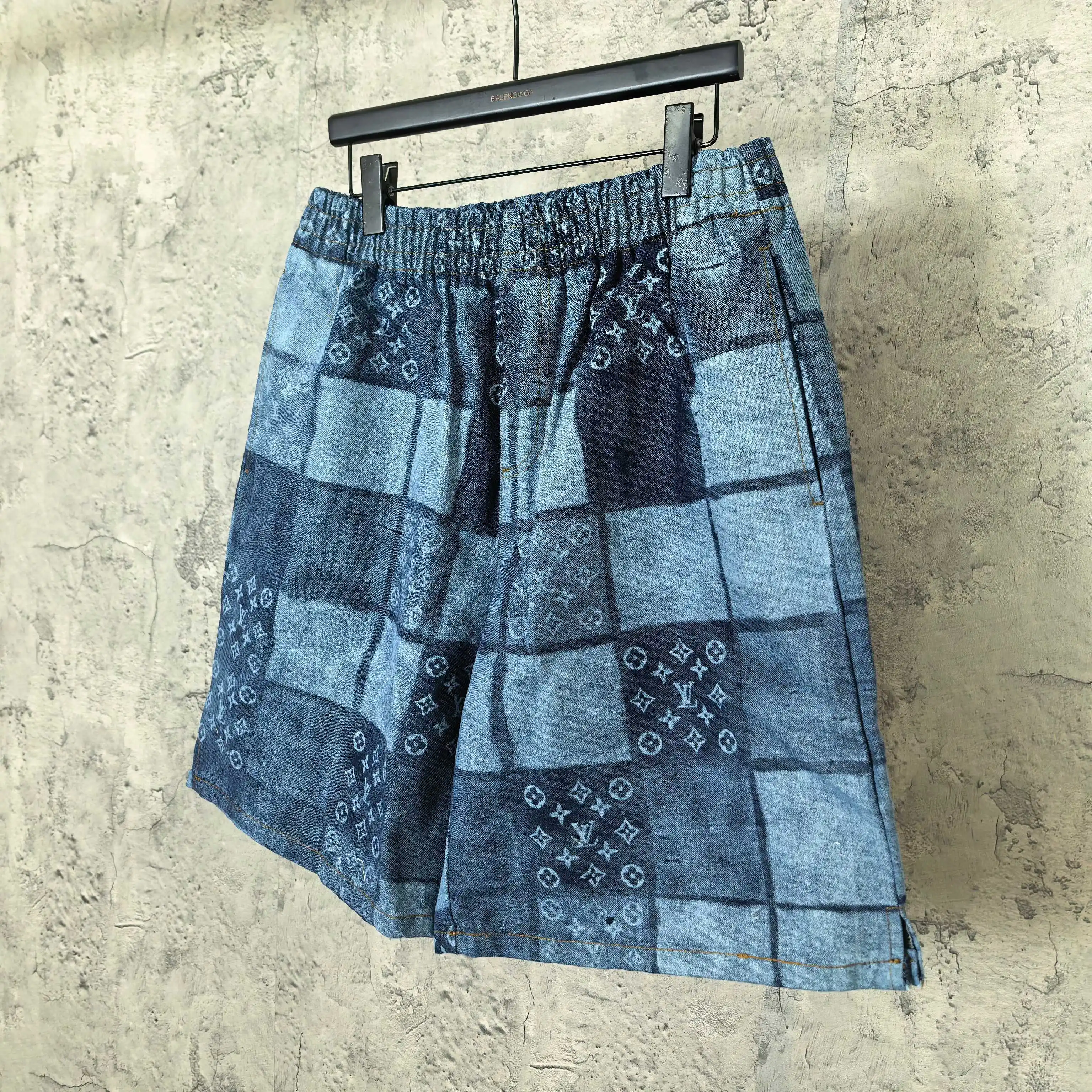 Monogram Patchwork Denim Drawstring Shorts D20523210 — view 9