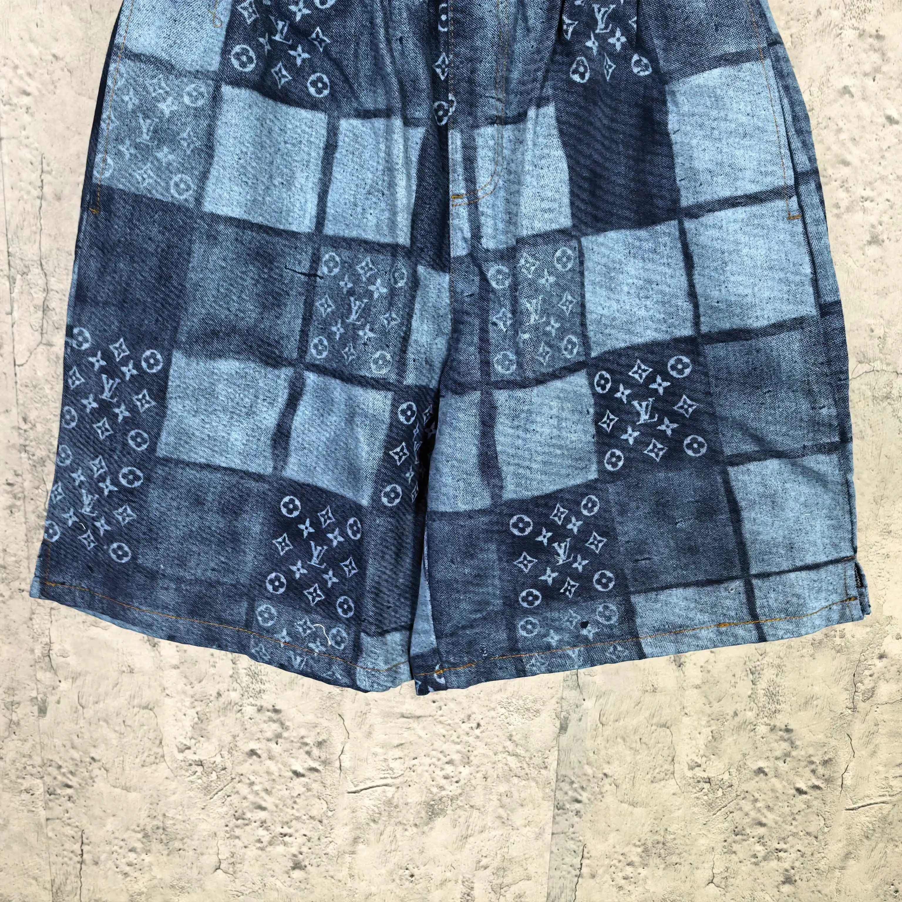 Monogram Patchwork Denim Drawstring Shorts D20523210 — view 10