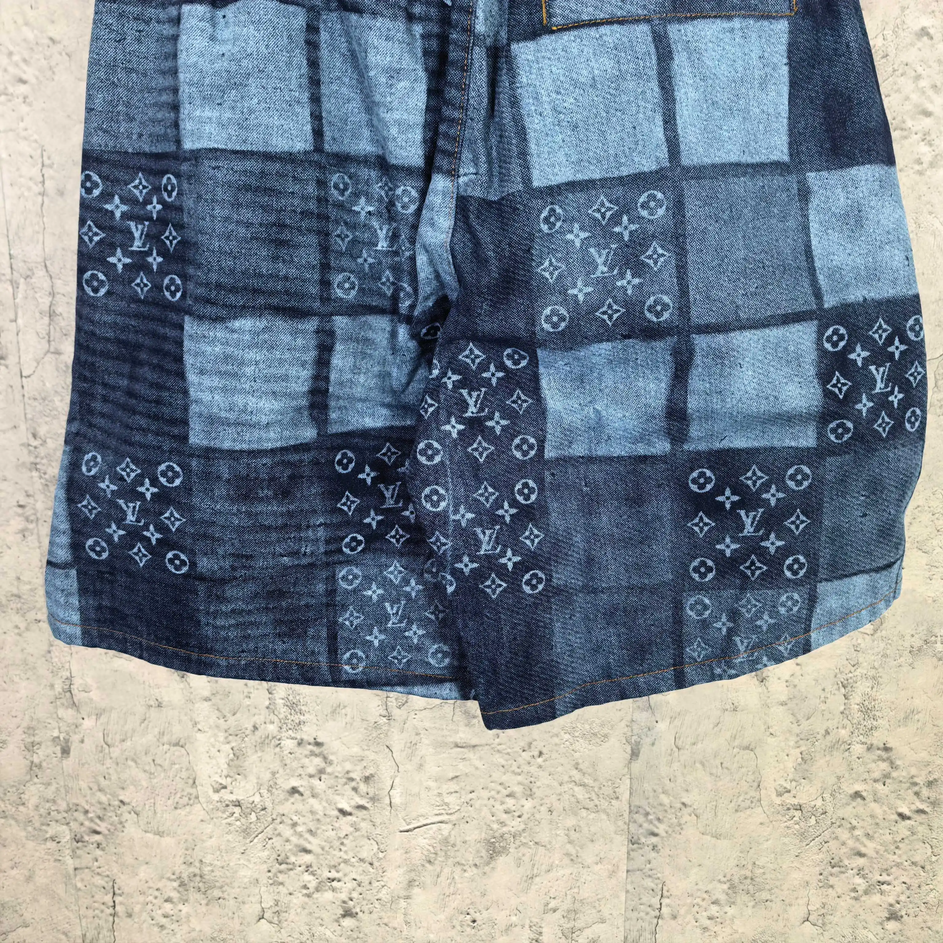 Monogram Patchwork Denim Drawstring Shorts D20523210 — view 11